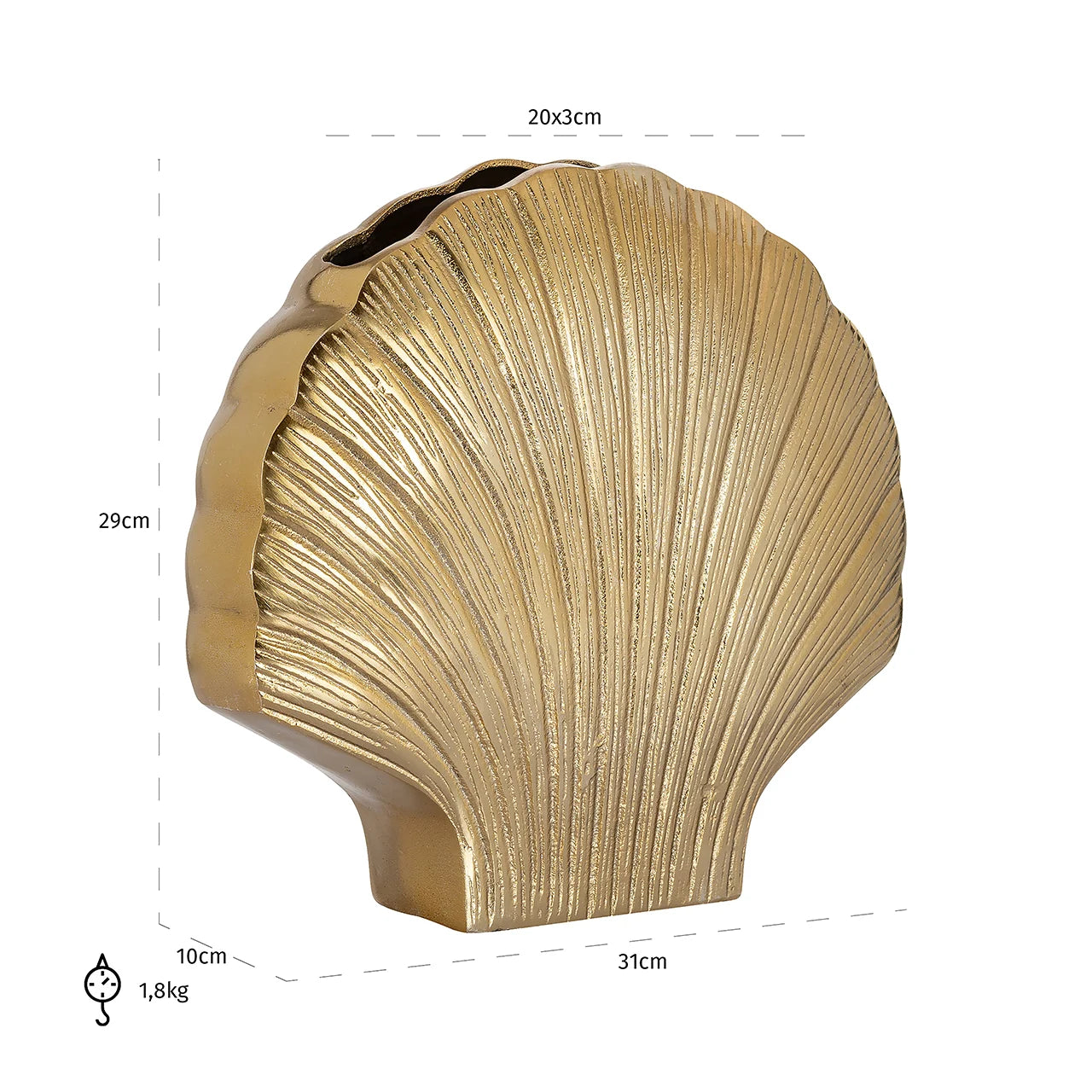 Vāze Richmond Interiors Noé big 29/30/9 cm zelts - N1 Home