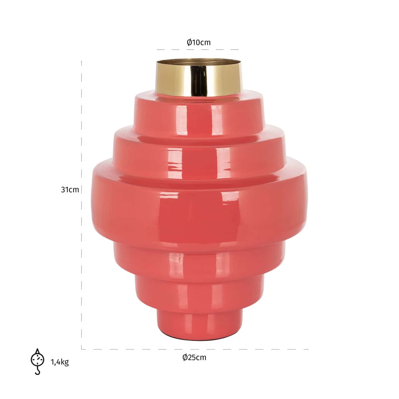 Vāze Akelei Richmond Interiors  25/25/31 cm rozā