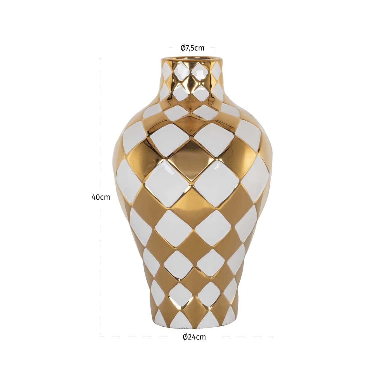 Vāze Zilla S Richmond Interiors 24/24/40 cm zelts/balts