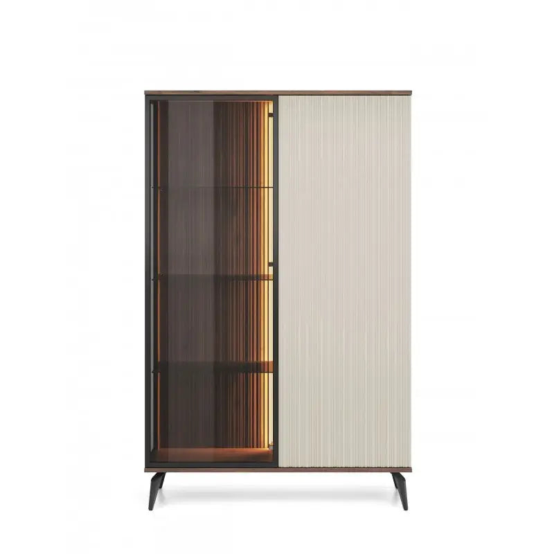 Vitrīnas skapis Vic 105/39,5/167 cm kašmirs/rieksts - N1 Home