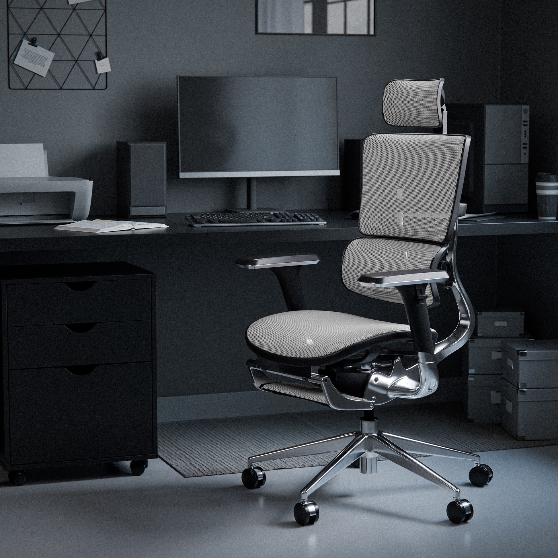 Krēsls V - Mas 128-138/68/50 cm melns/balts - N1 Home