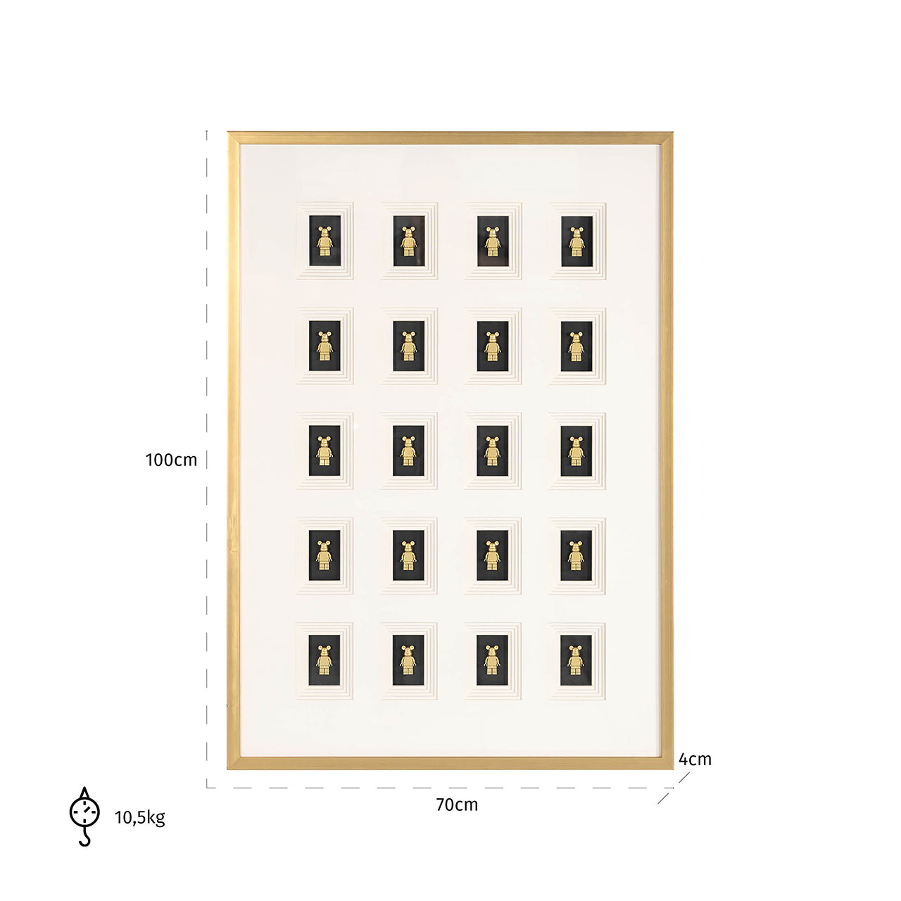 Sienas māksla Richmond Interiors  Bear block 3D 100/70 cm melns/zelts - N1 Home