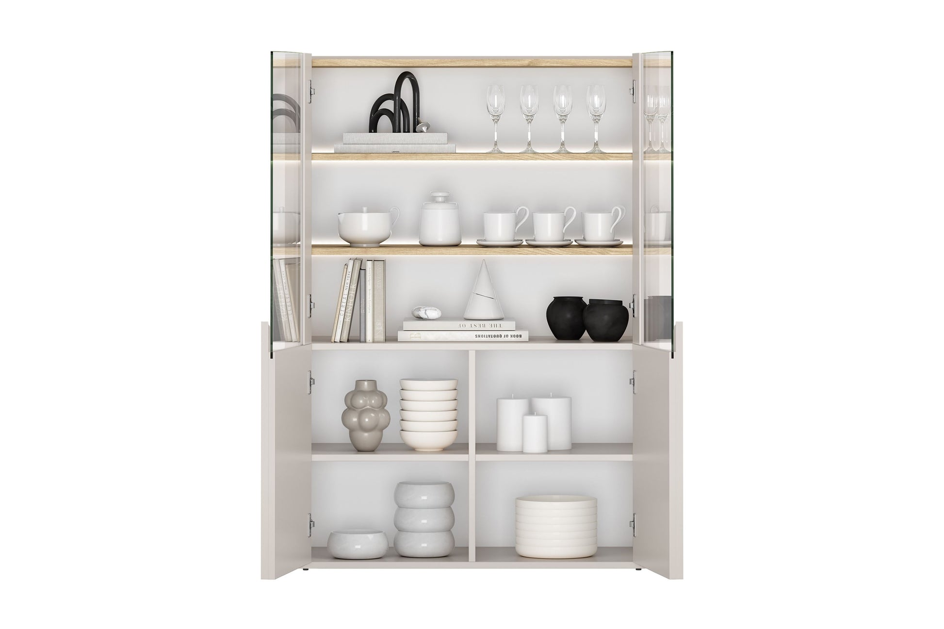 Vitrīna Amil 100/137.5/48 cm Kašmirs / Eļļots ozols - N1 Home