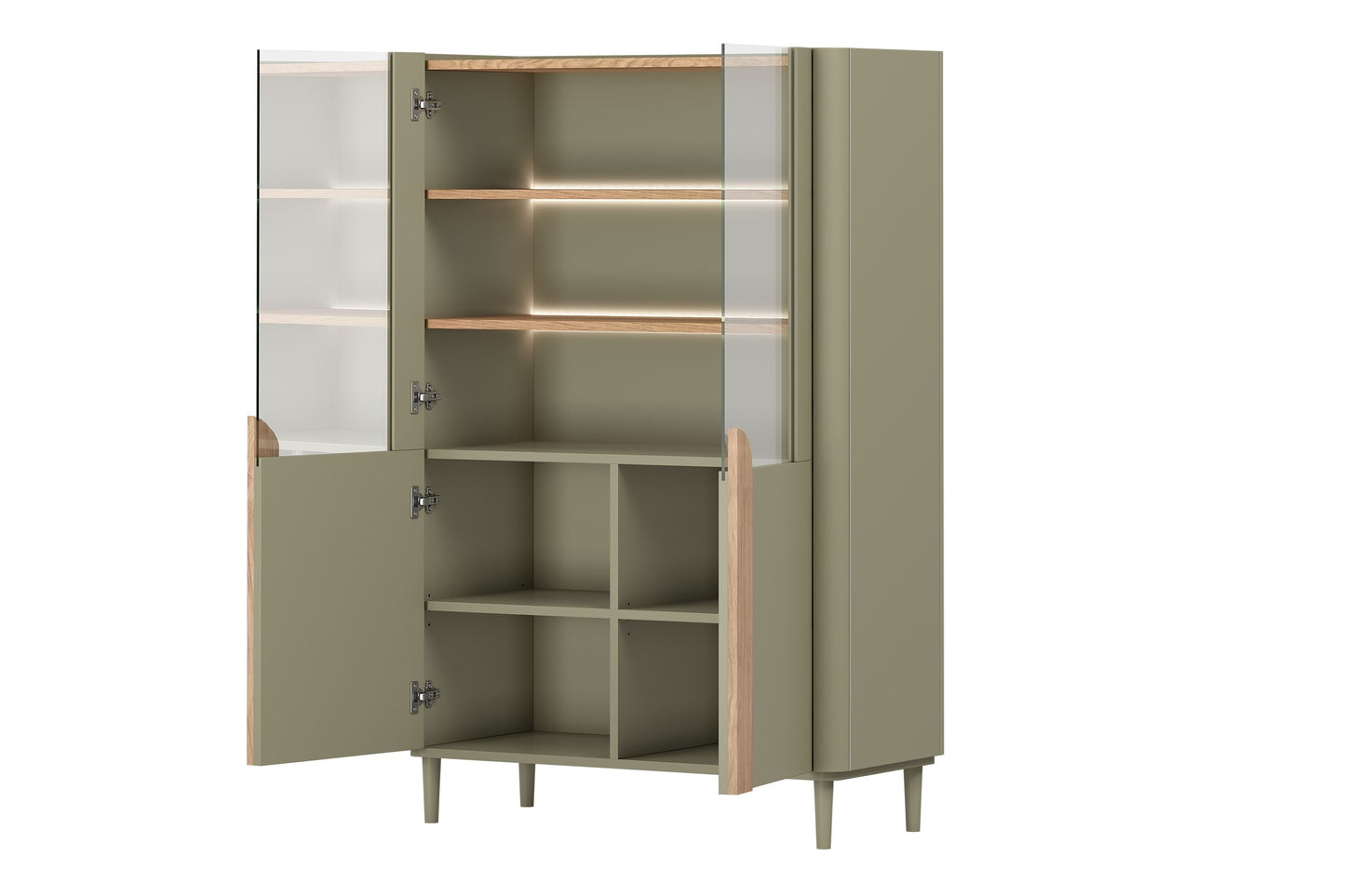 Vitrīna Amil 100/150/48 cm Eikalipta / Baltijas kāpu ozola / dabīgā ozola rokturi - N1 Home