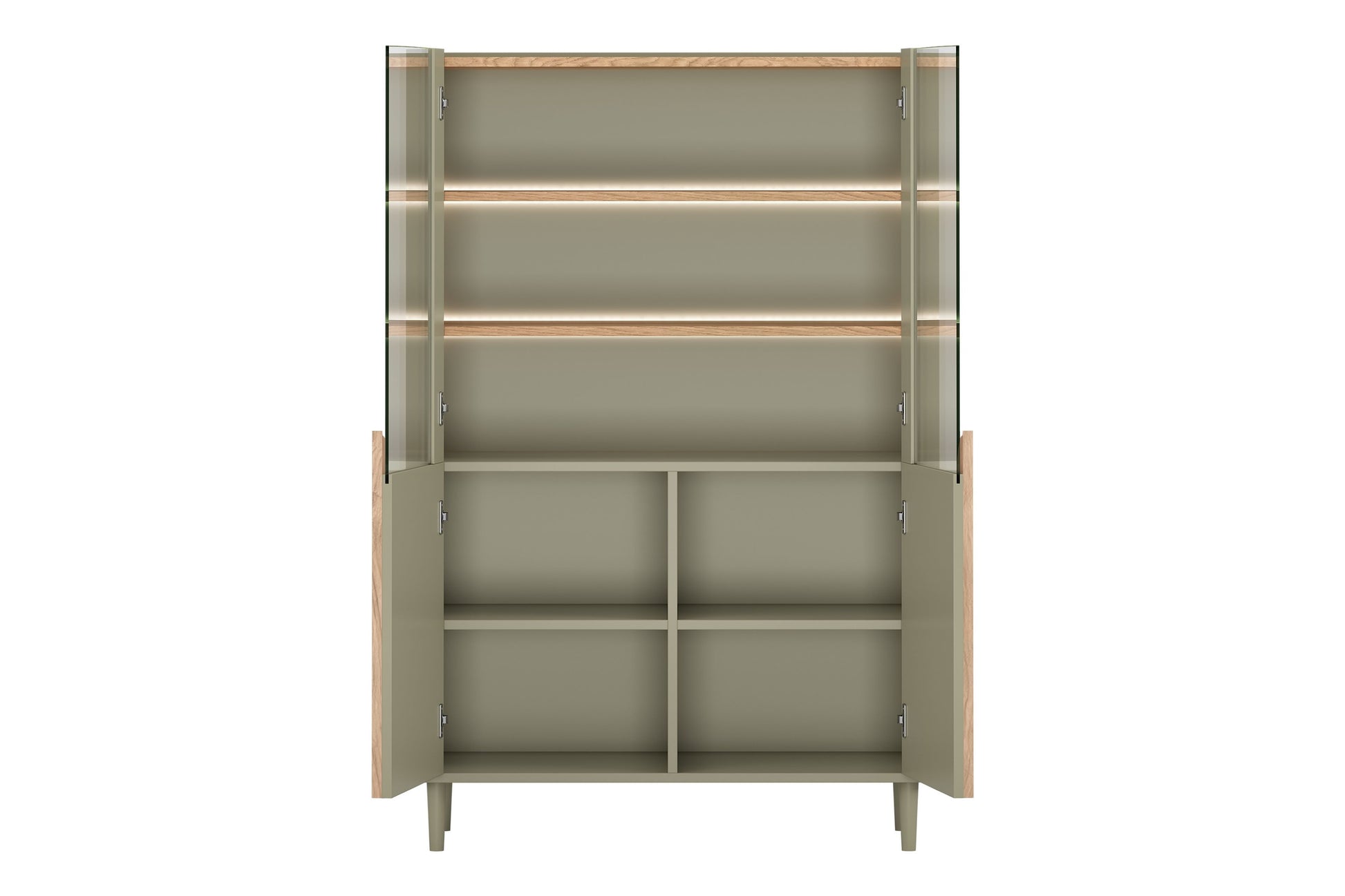 Vitrīna Amil 100/150/48 cm Eikalipta / Baltijas kāpu ozola / dabīgā ozola rokturi - N1 Home