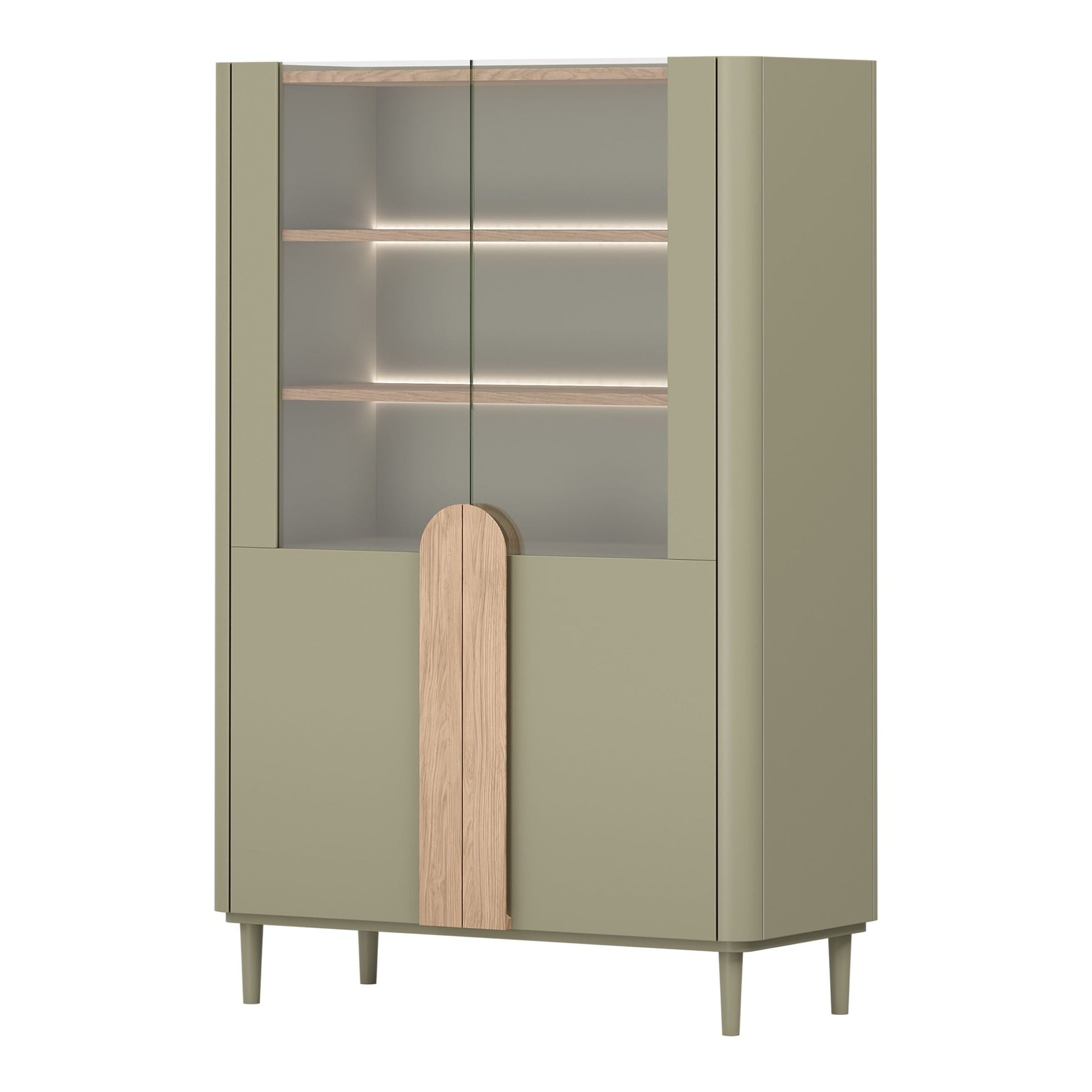 Vitrīna Amil 100/150/48 cm Eikalipta / Baltijas kāpu ozola / dabīgā ozola rokturi - N1 Home