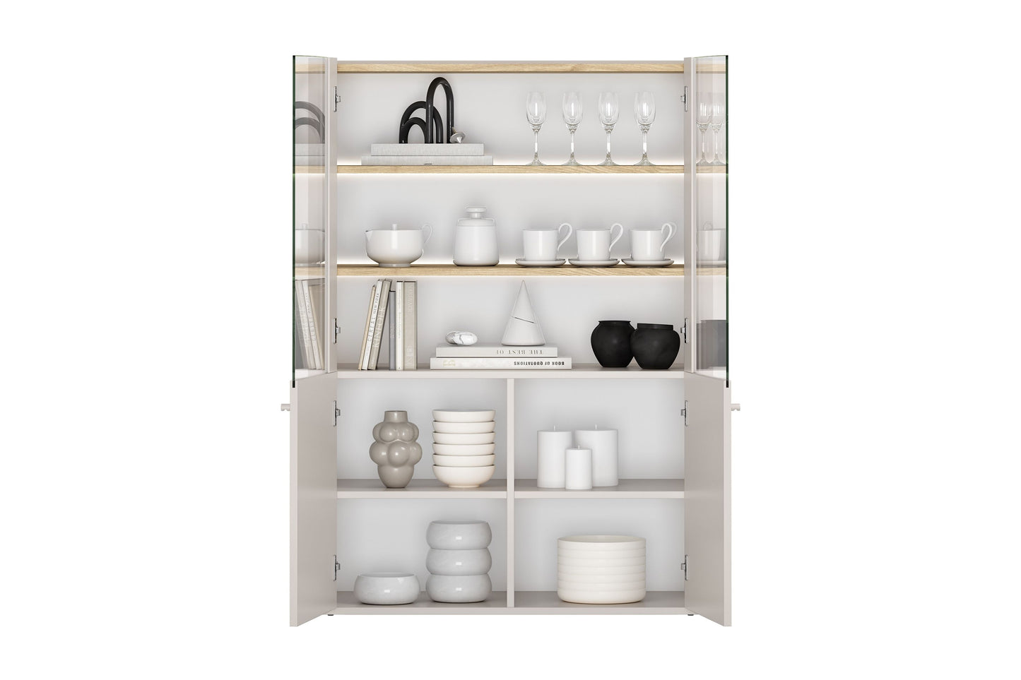 Vitrīna Elva 100/137,5/48 cm Kašmirs / Eļļots ozols - N1 Home