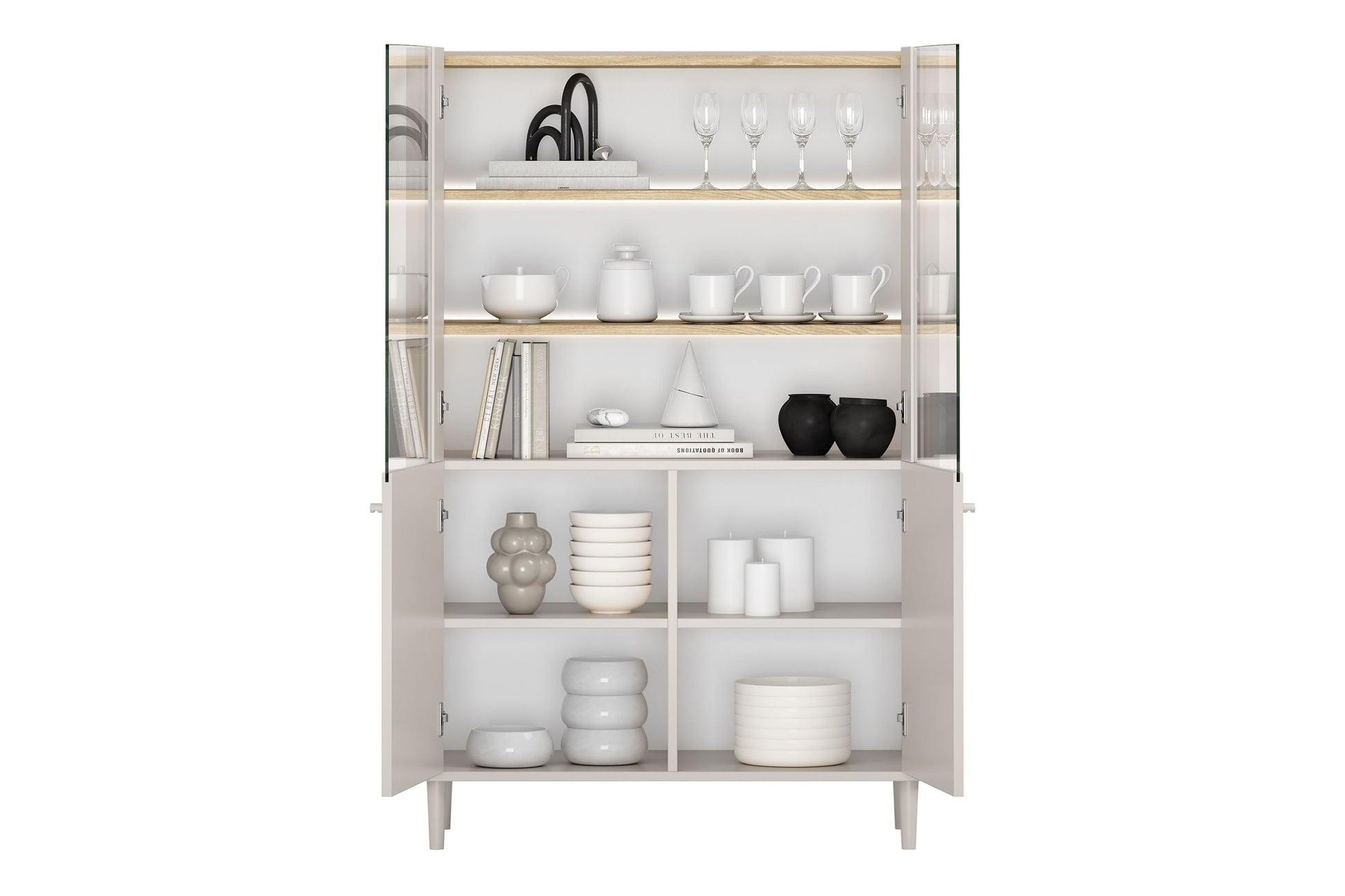 Vitrīna Elva 100/150/48 cm Kašmirs / Eļļots ozols - N1 Home