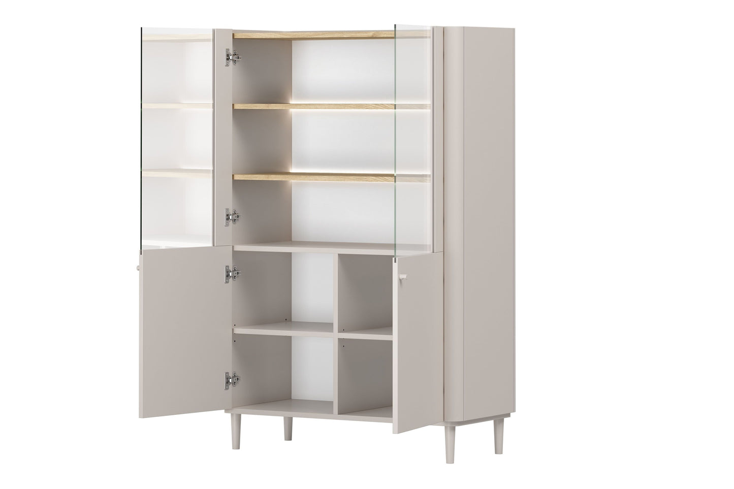 Vitrīna Elva 100/150/48 cm Kašmirs / Eļļots ozols - N1 Home