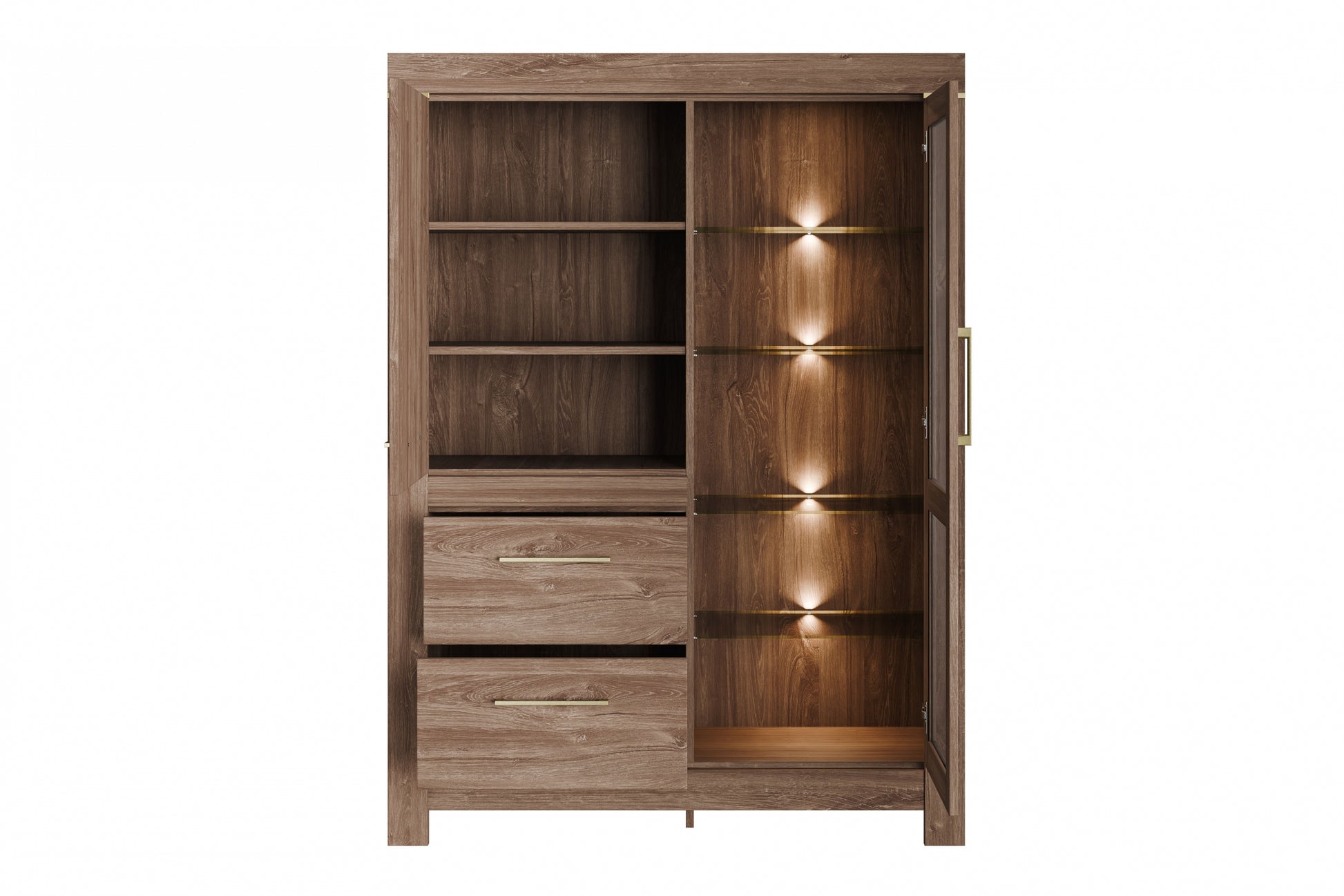 Stāvoši vitrīnas skapji Geri 115/158/24 cm rosīgs ozols - N1 Home