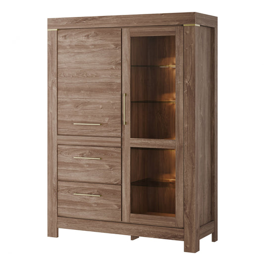 Stāvoši vitrīnas skapji Geri 115/158/24 cm rosīgs ozols - N1 Home