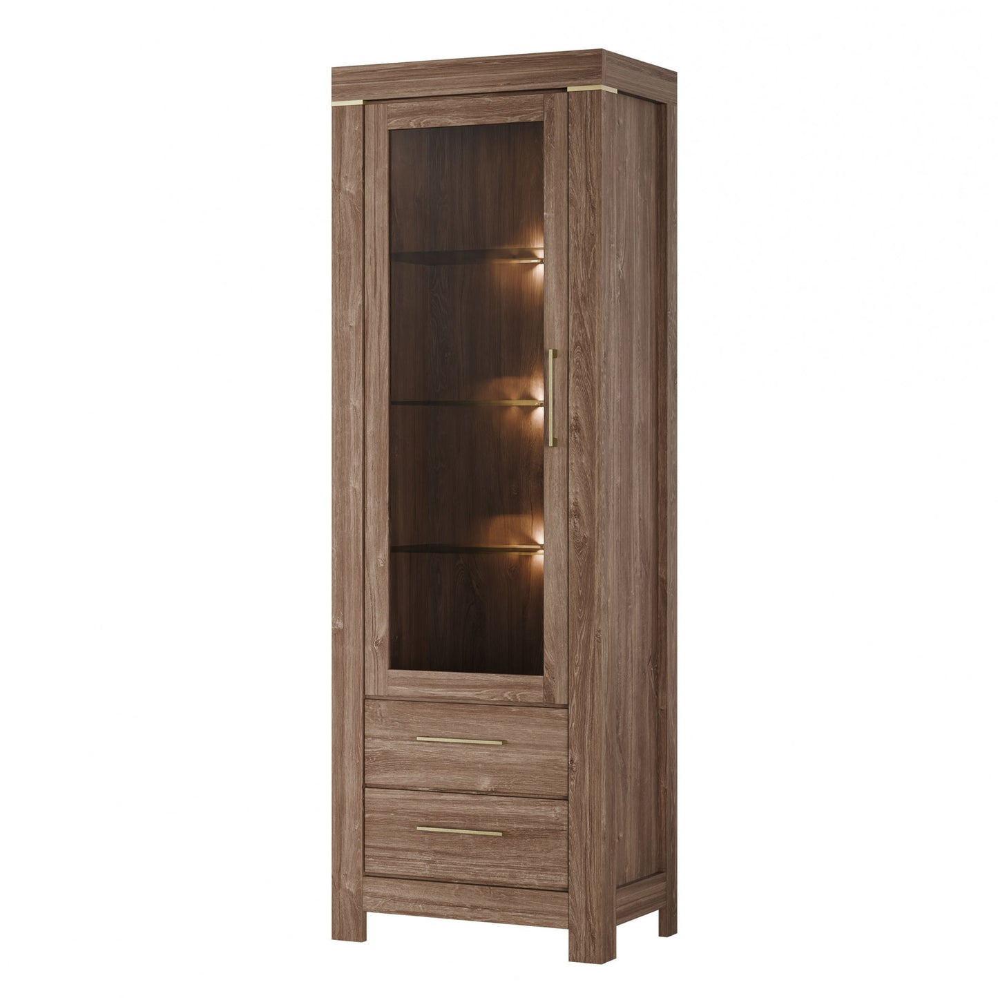 Stāvoši vitrīnas skapji Geri 68/201/42 cm rosīgs ozols - N1 Home