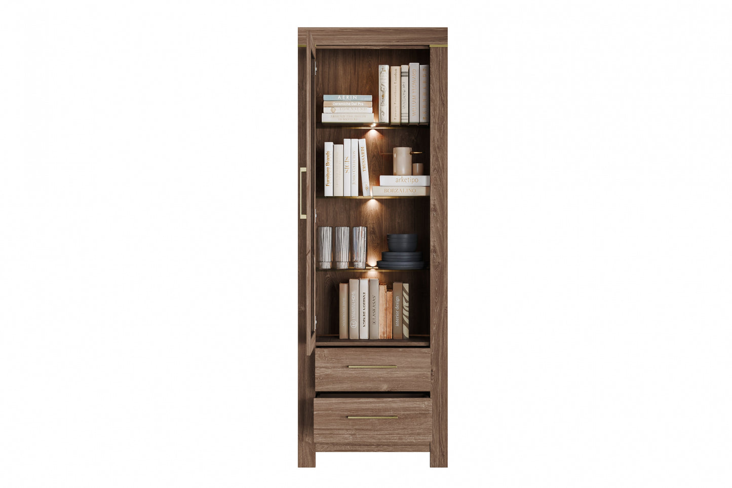 Stāvoši vitrīnas skapji Geri 68/201/42 cm rosīgs ozols - N1 Home