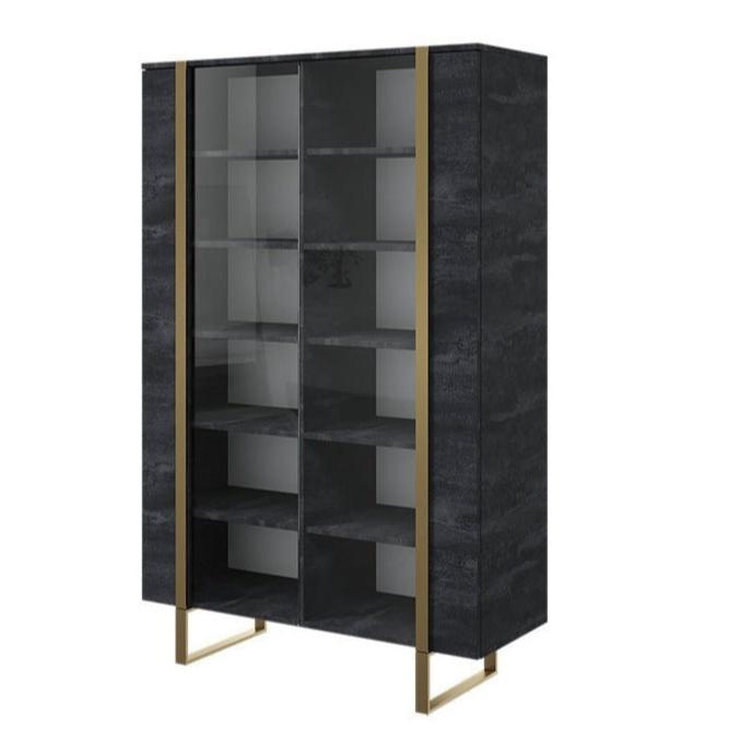 Vitrīnas skapis VECA 120/187/45 zelts/ ogļu - N1 Home