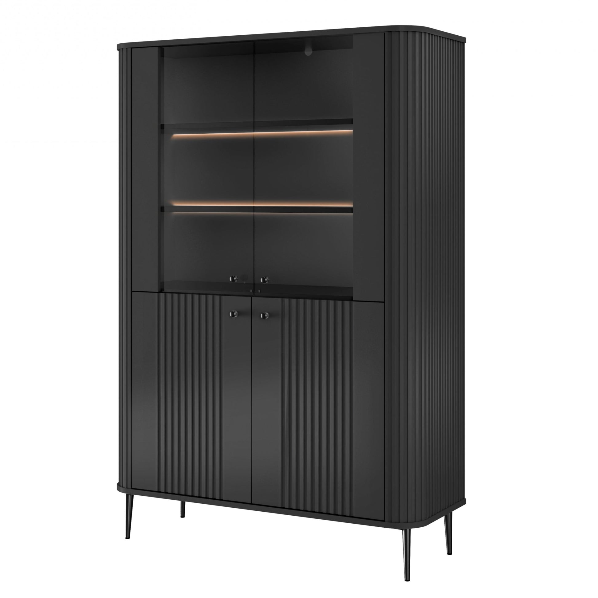 Vitrīnas skapis Vespa 103/156/38 cm melns/melns - N1 Home