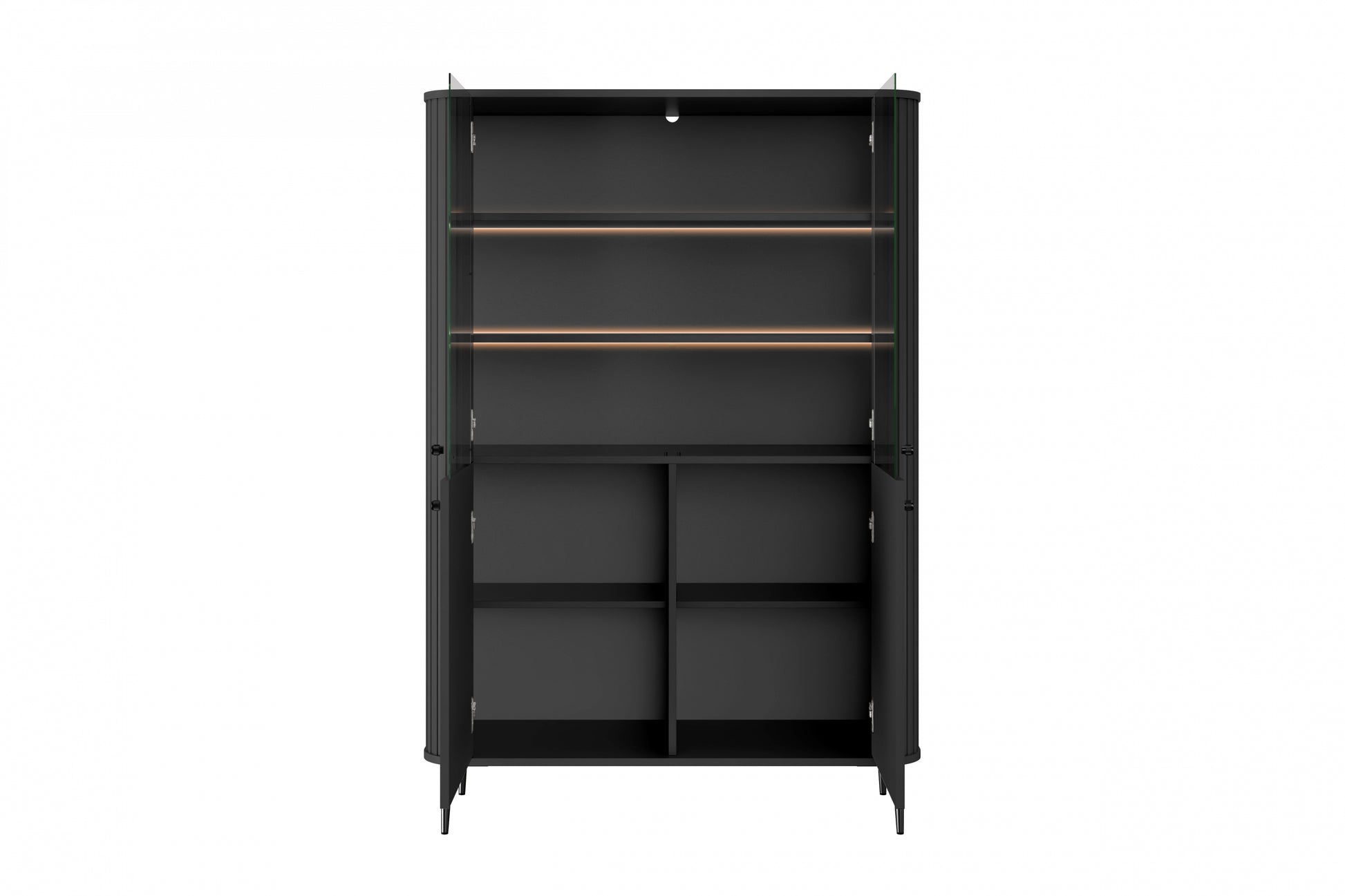 Vitrīnas skapis Vespa 103/156/38 cm melns/melns - N1 Home