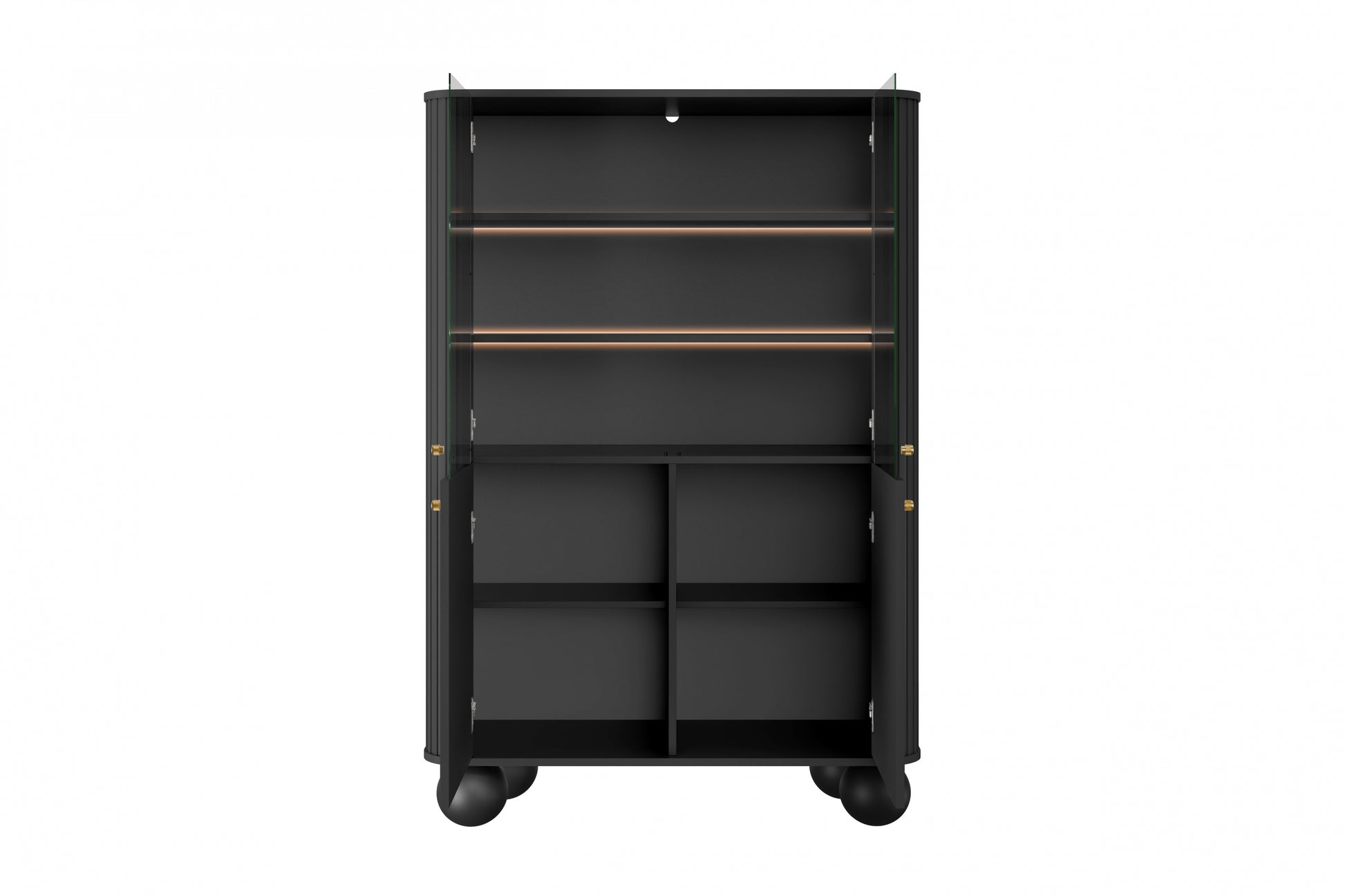 Vitrīnas skapis Vespa 103/153/38 cm melns/zelts - N1 Home