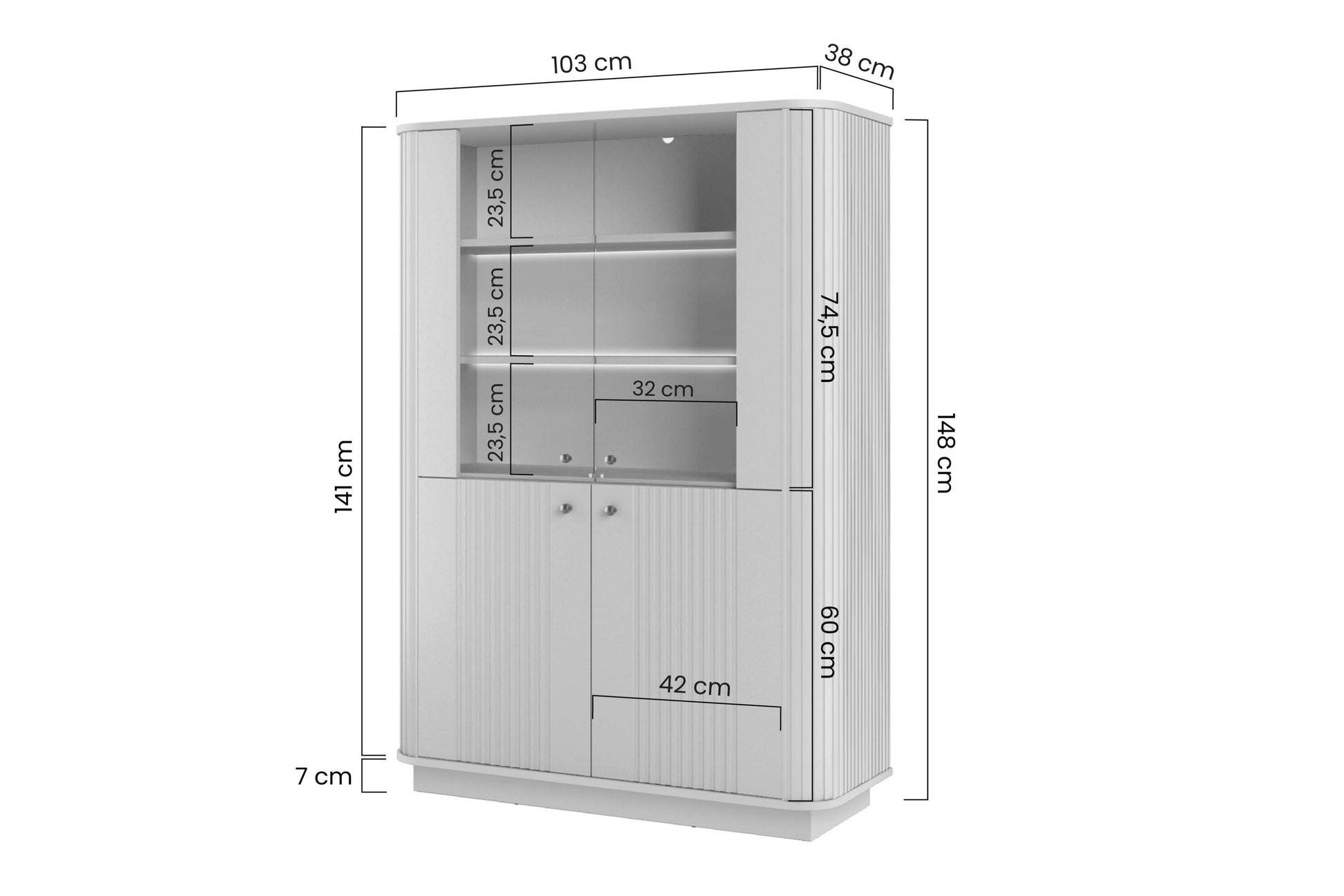 Vitrīnas skapis Vespa 103/148/38 cm kašmirs/zelts - N1 Home