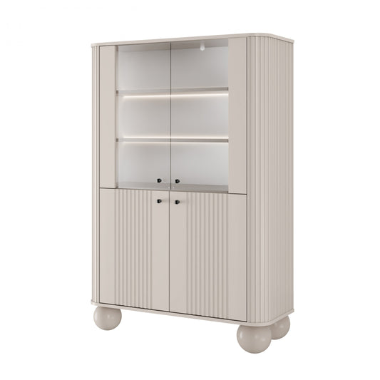 Vitrīnas skapis Vespa 103/153/38 cm kašmirs/melns - N1 Home