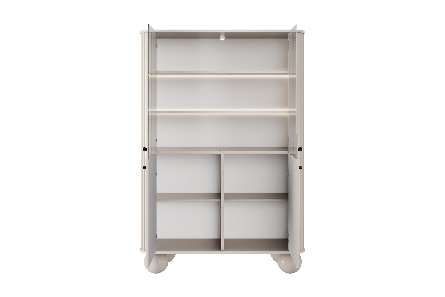 Vitrīnas skapis Vespa 103/153/38 cm kašmirs/melns - N1 Home