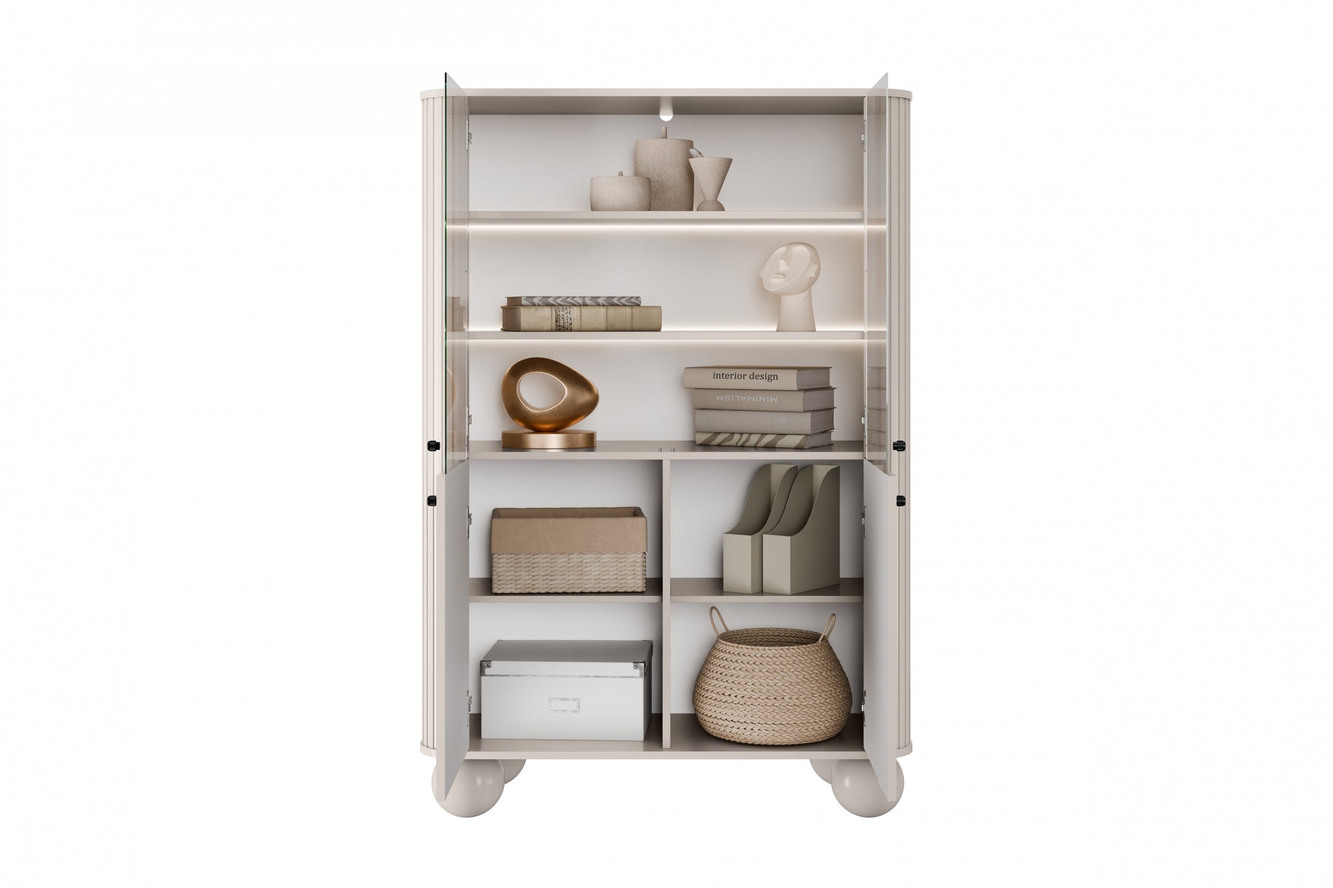 Vitrīnas skapis Vespa 103/153/38 cm kašmirs/melns - N1 Home