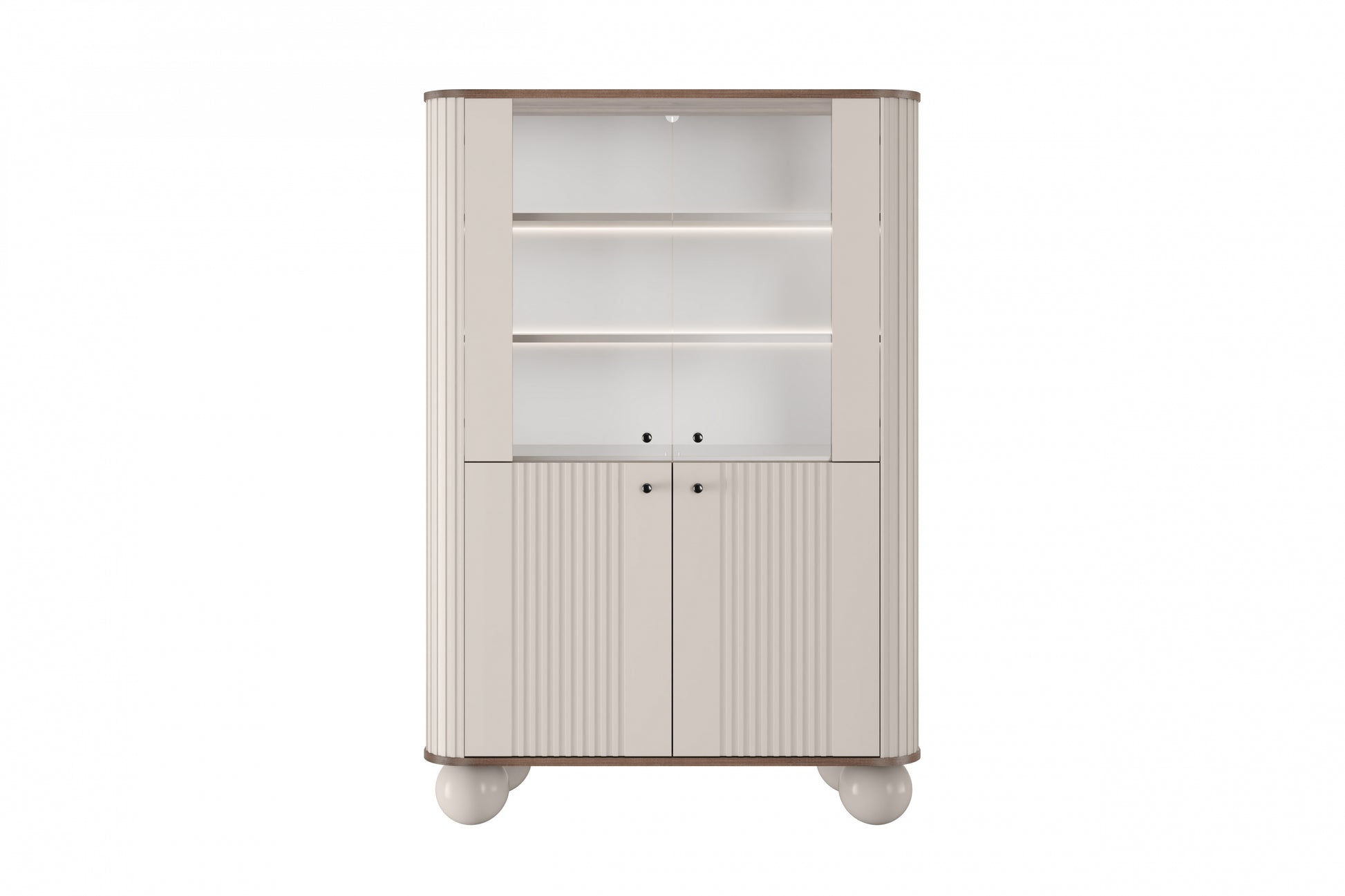 Vitrīnas skapis Vespa 103/153/38 cm kašmirs/rieksts/melns - N1 Home