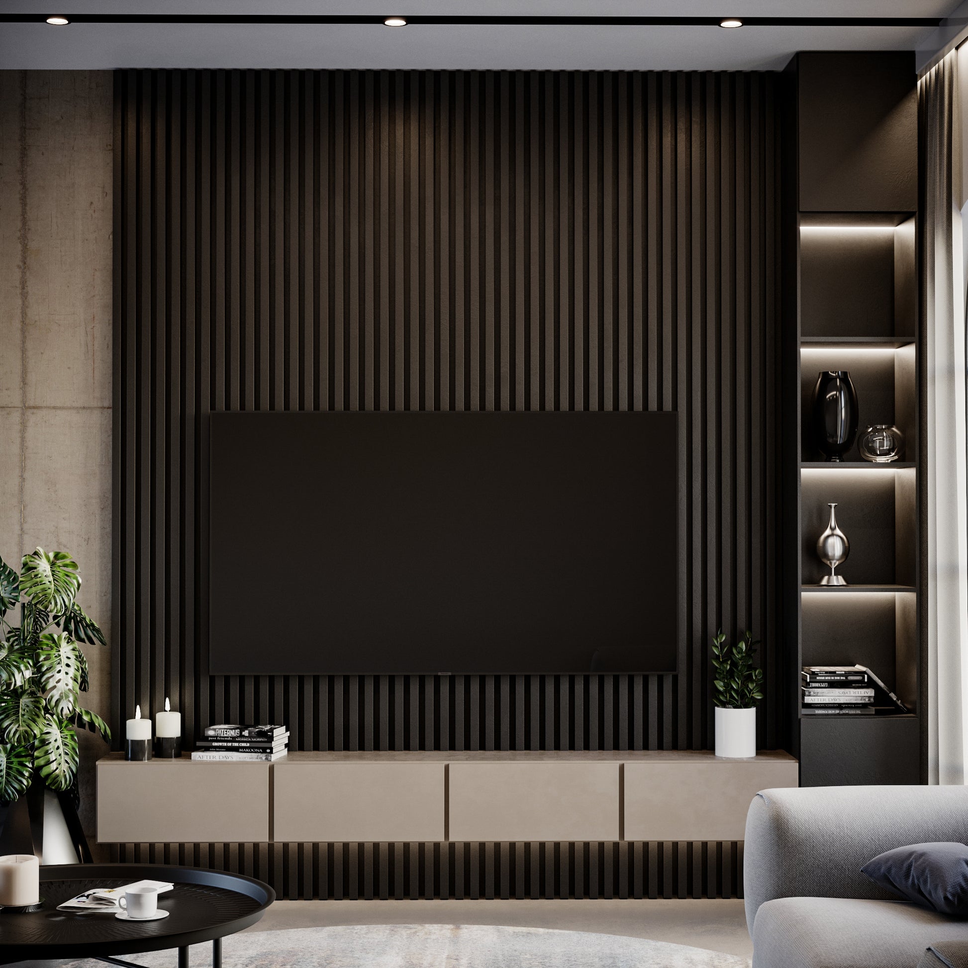 3D sienas lamele melns 3x4x275 cm - N1 Home