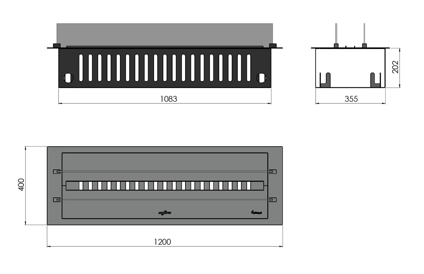 Elektriskais kamīns Infir 120/40/20 cm melns - N1 Home