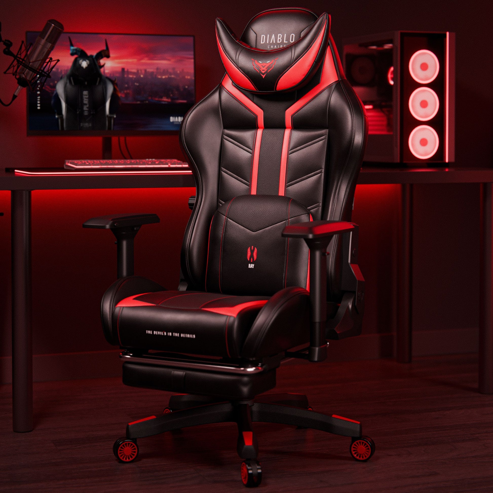 Krēsls X - Ra 125 - 135/68/57; 135 - 145/ 73/63 cm melns/sarkans - N1 Home