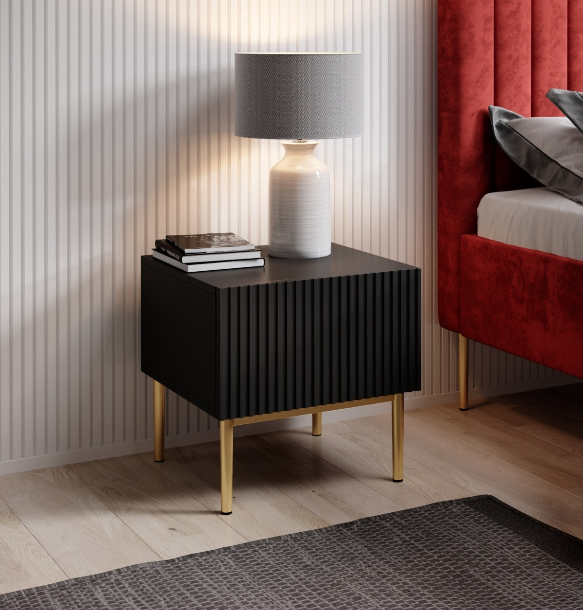 Naktsskapītis (2) AUSTIN 46/45/45 melns/zelts - N1 Home