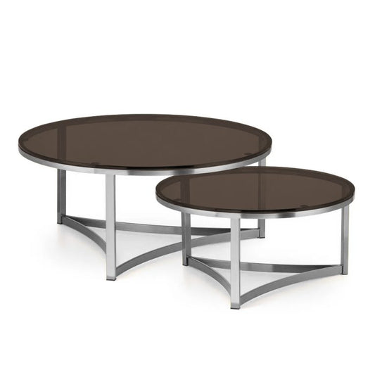 Kafijas galdiņs Dot Design Marron stikls 91x40/71x35 cm hroms - N1 Home