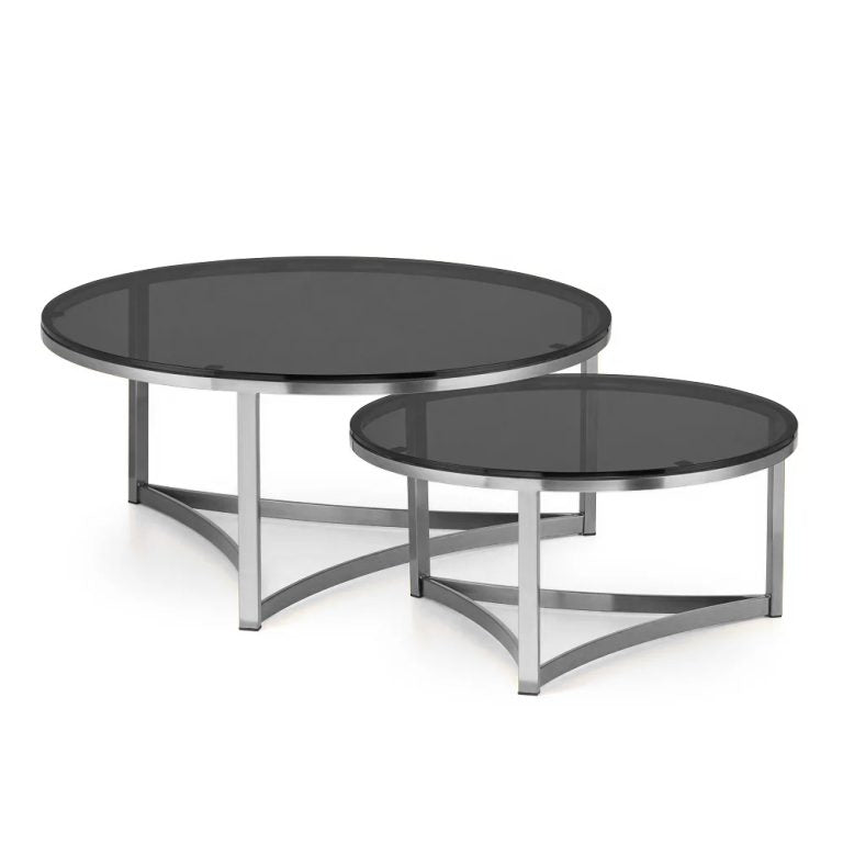 Kafijas galdiņs Dot Design Marron stikls 91x40/71x35 cm hroms - N1 Home