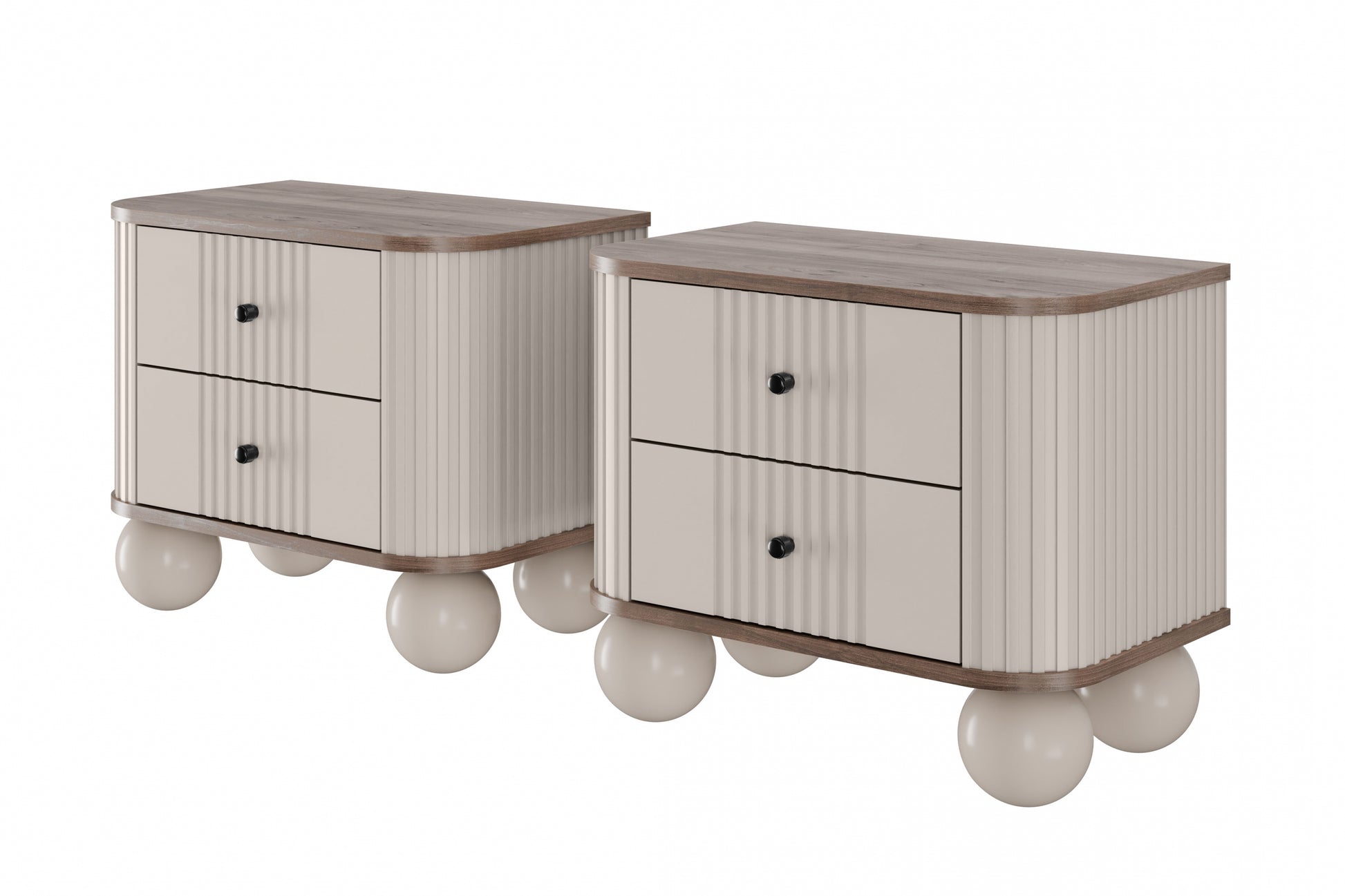 Naktsskapītis (2) Vespa 56/48/38 cm kašmirs/rieksts/melns - N1 Home