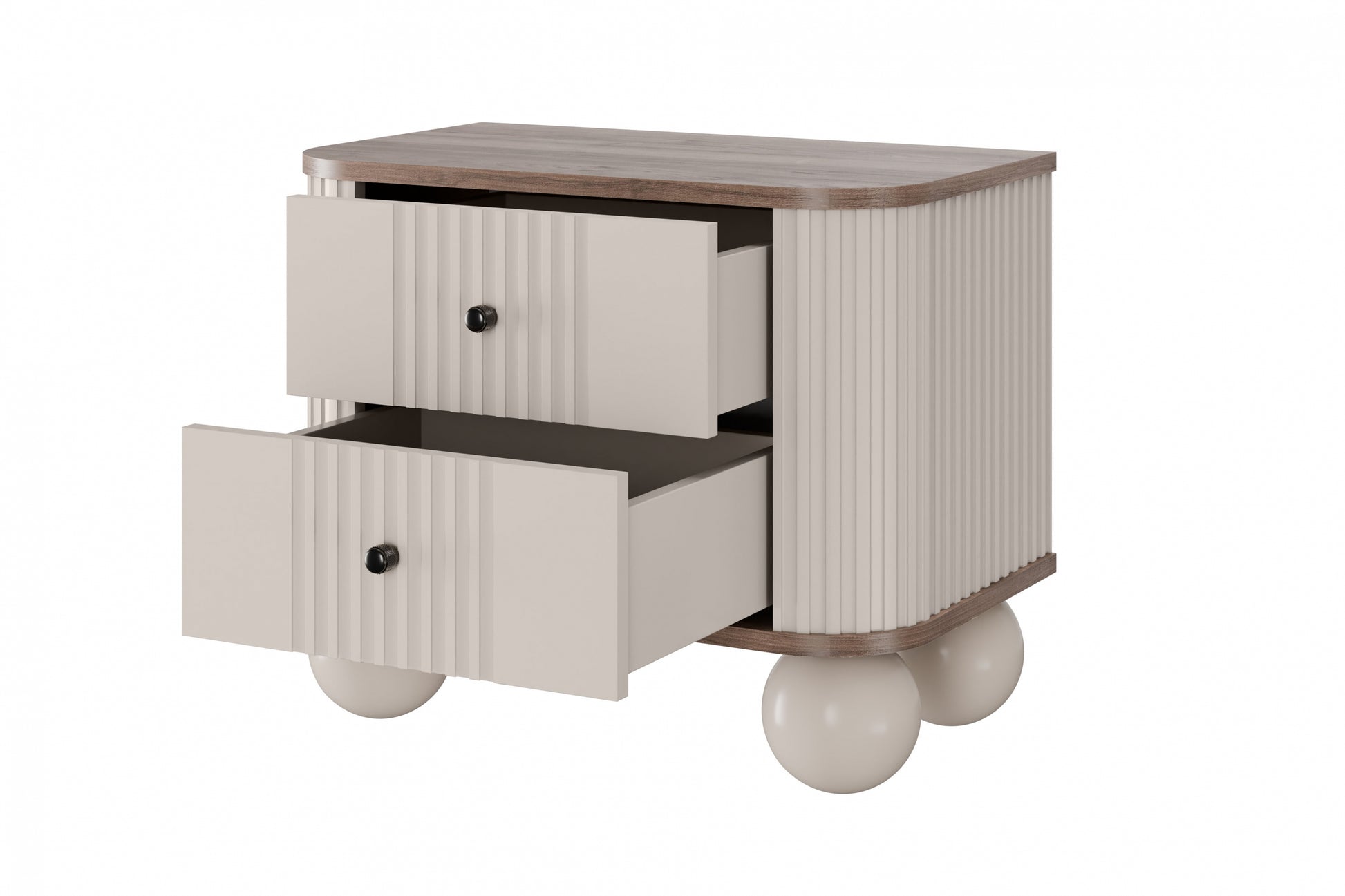 Naktsskapītis (2) Vespa 56/48/38 cm kašmirs/rieksts/melns - N1 Home