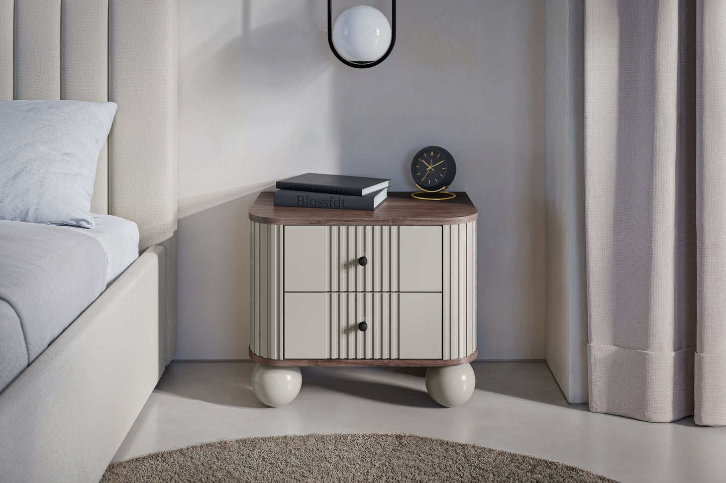 Naktsskapītis (2) Vespa 56/48/38 cm kašmirs/rieksts/melns - N1 Home