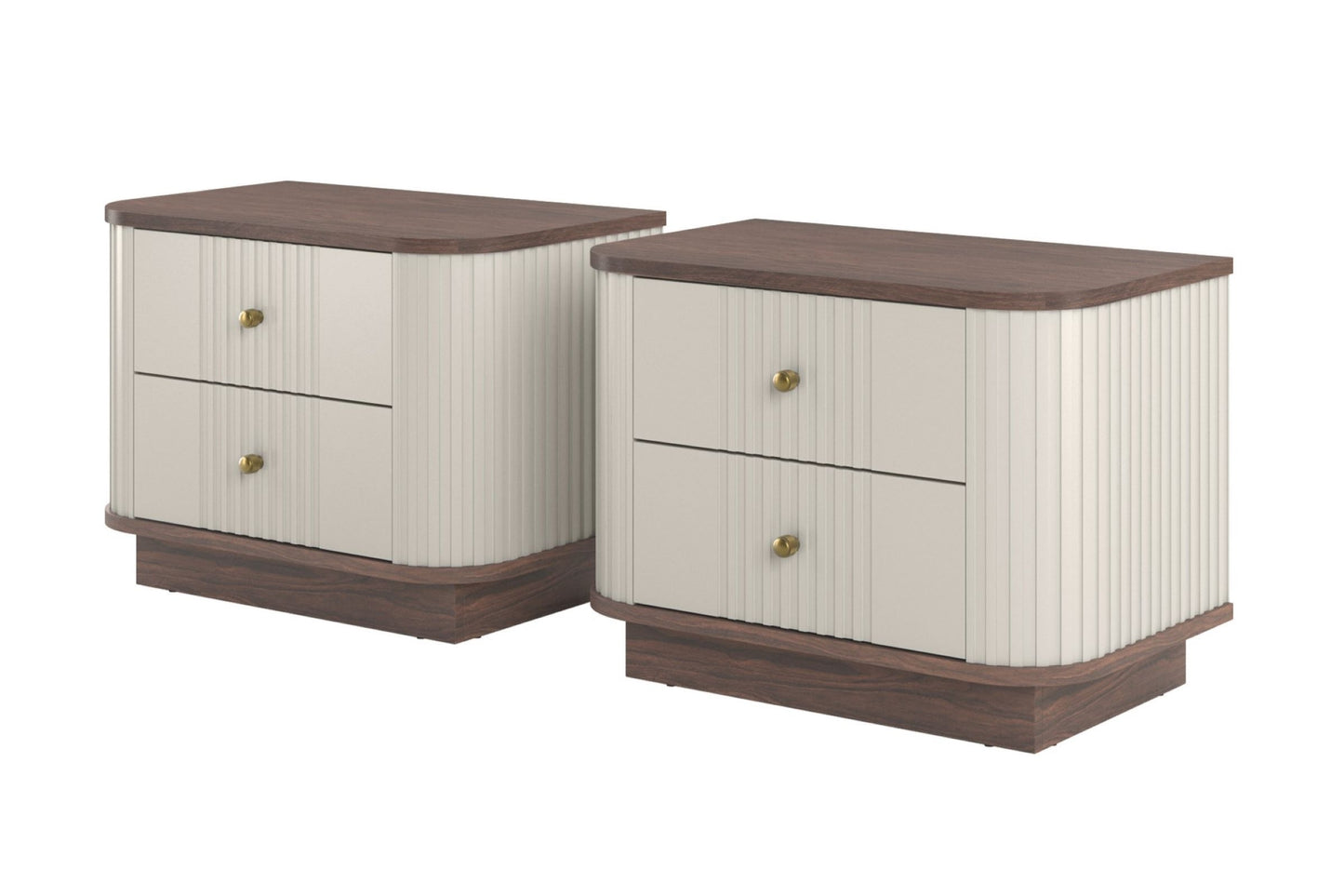 Naktsskapītis Vespa (2) 56/43/38 cm kašmirs/rieksts/zelts - N1 Home