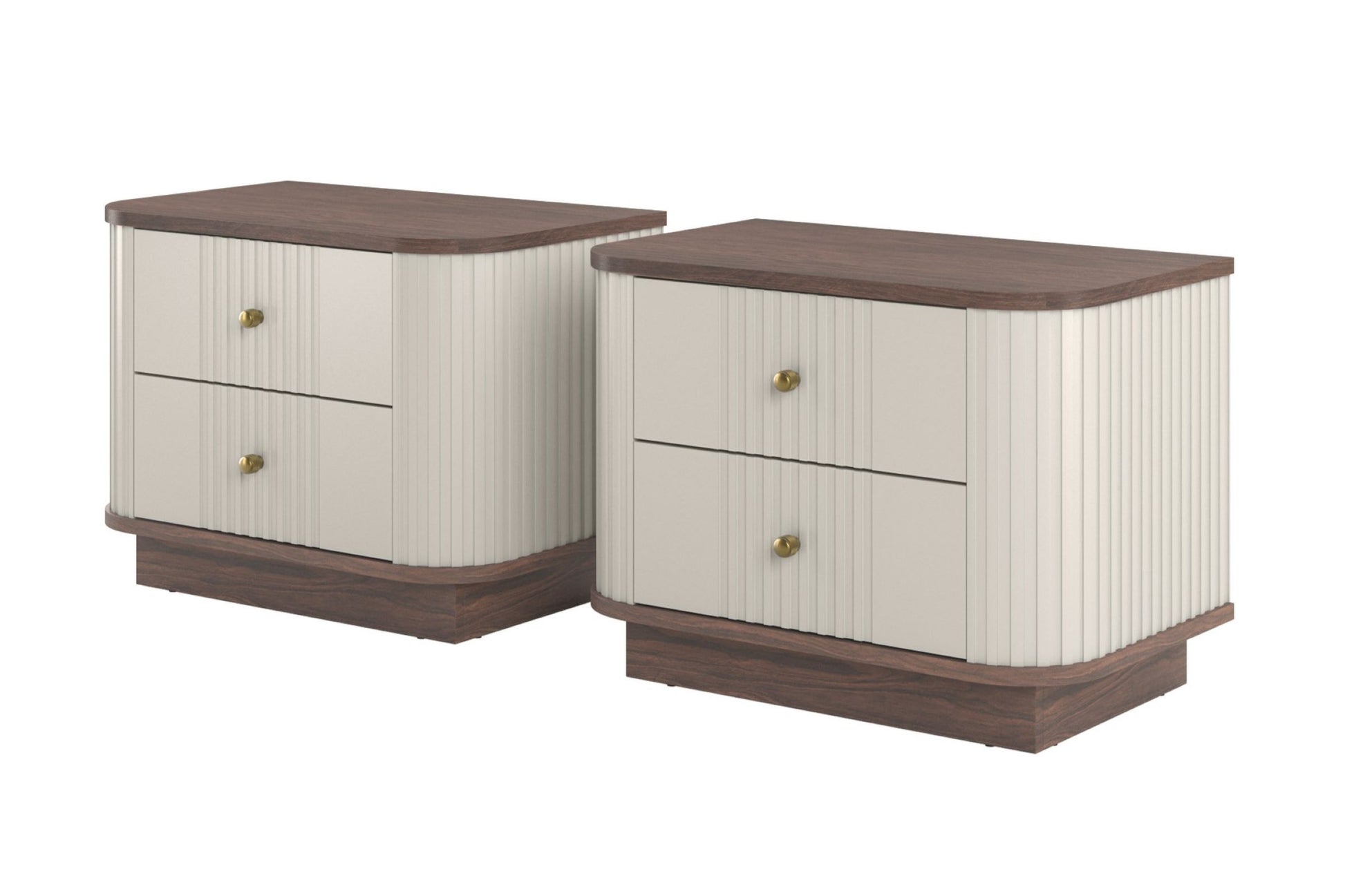 Naktsskapītis Vespa (2) 56/43/38 cm kašmirs/rieksts/zelts - N1 Home