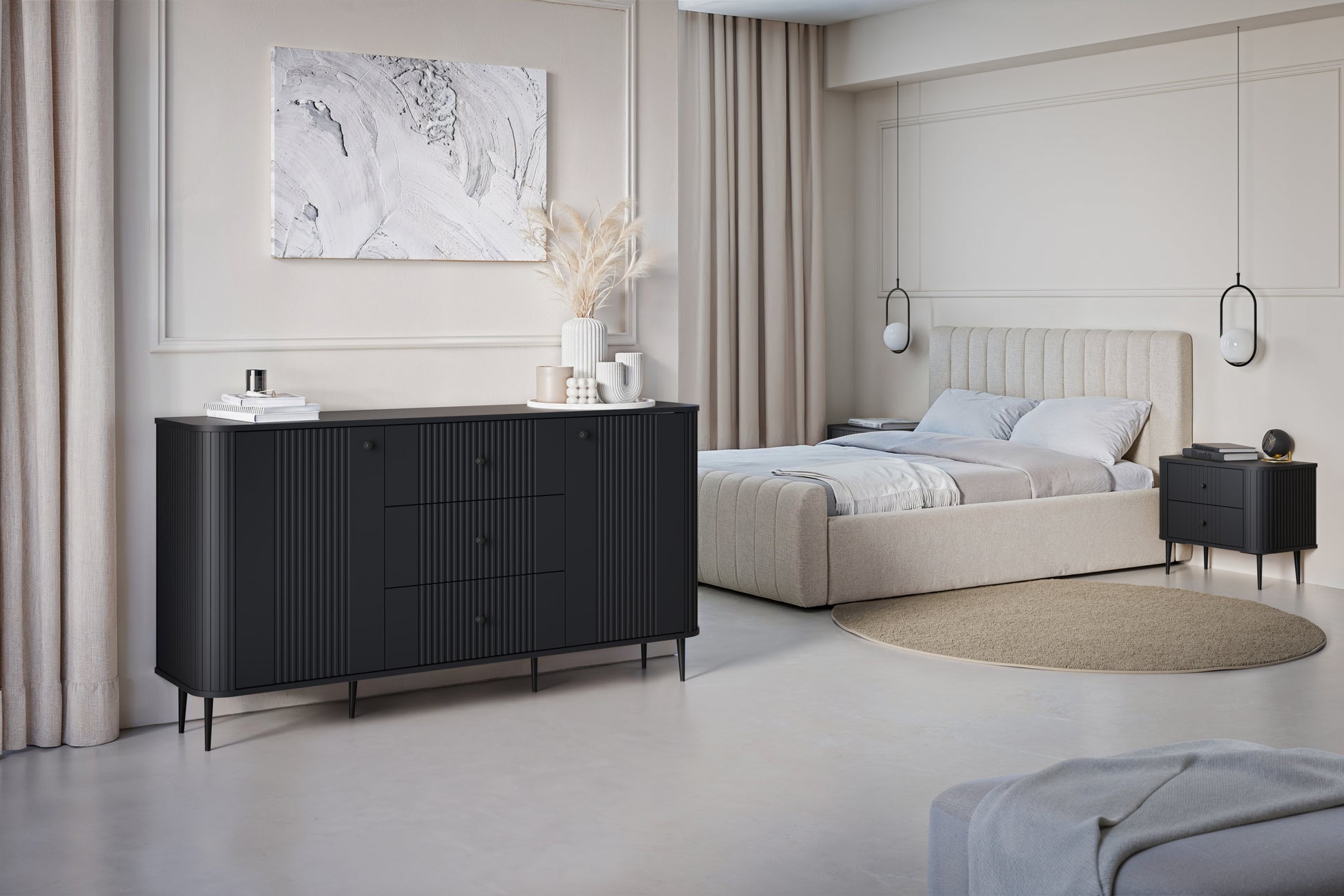 Naktsskapītis (2) Vespa 56/51/38 cm melns/melns - N1 Home