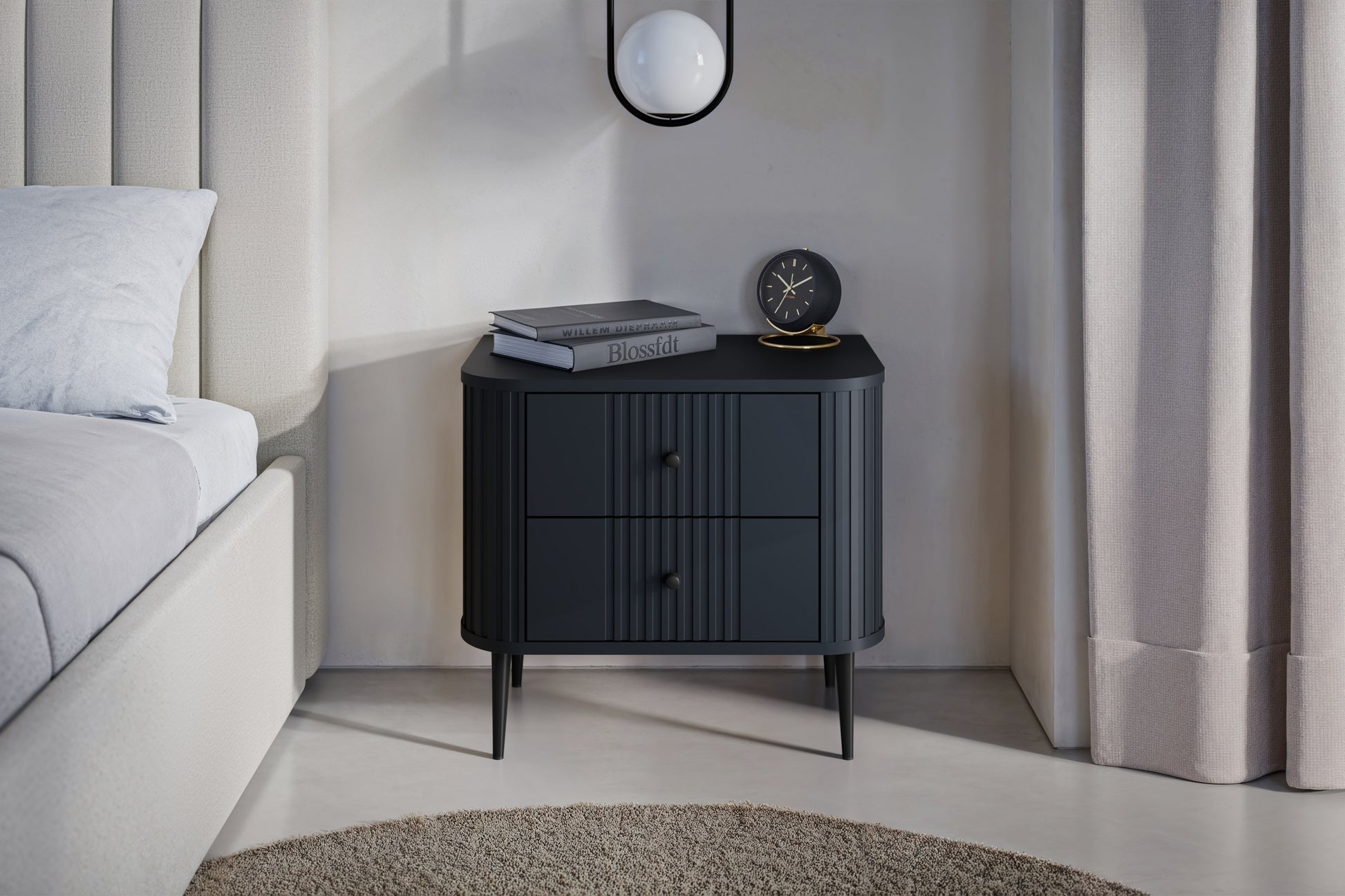 Naktsskapītis (2) Vespa 56/51/38 cm melns/melns - N1 Home