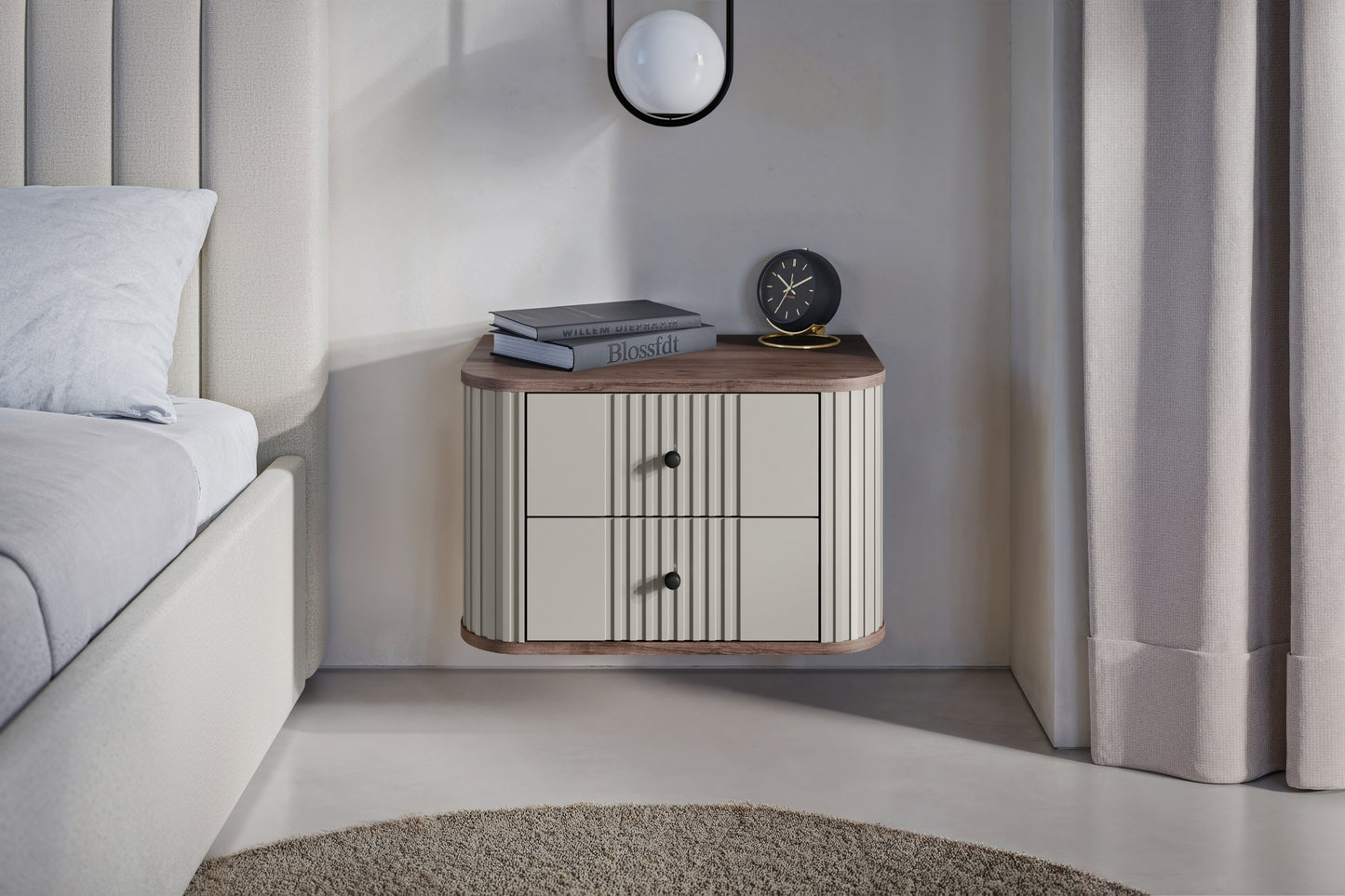 Naktsskapītis (2) Vespa 56/48/38 cm kašmirs/rieksts/melns - N1 Home