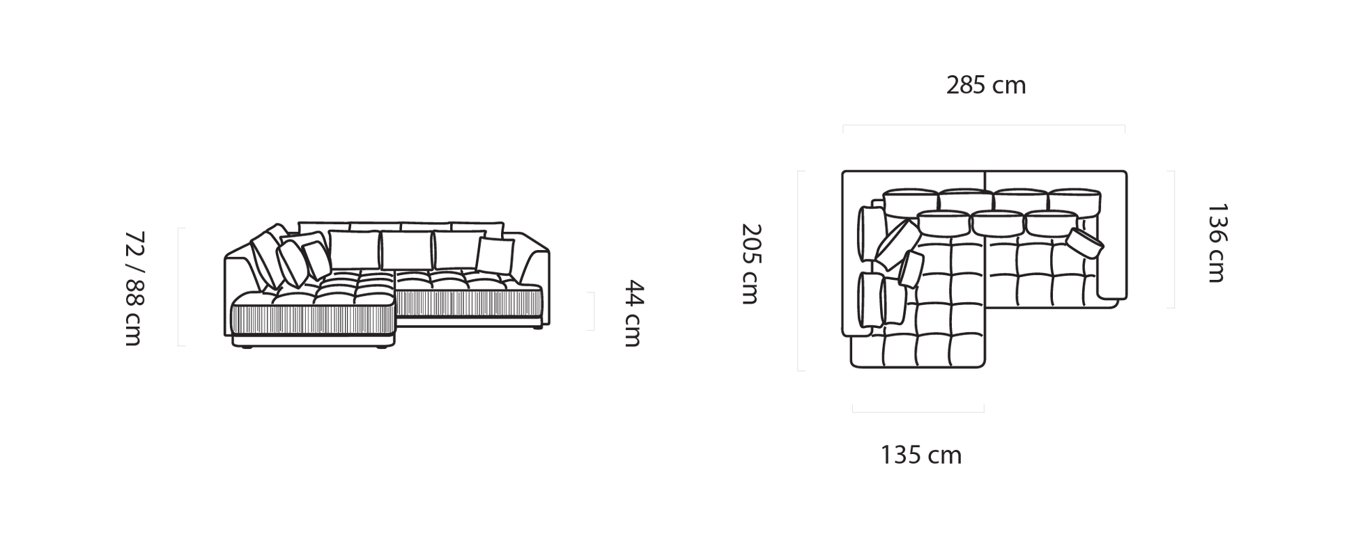 Dīvāns FOLK 285/205/136 cm - N1 Home