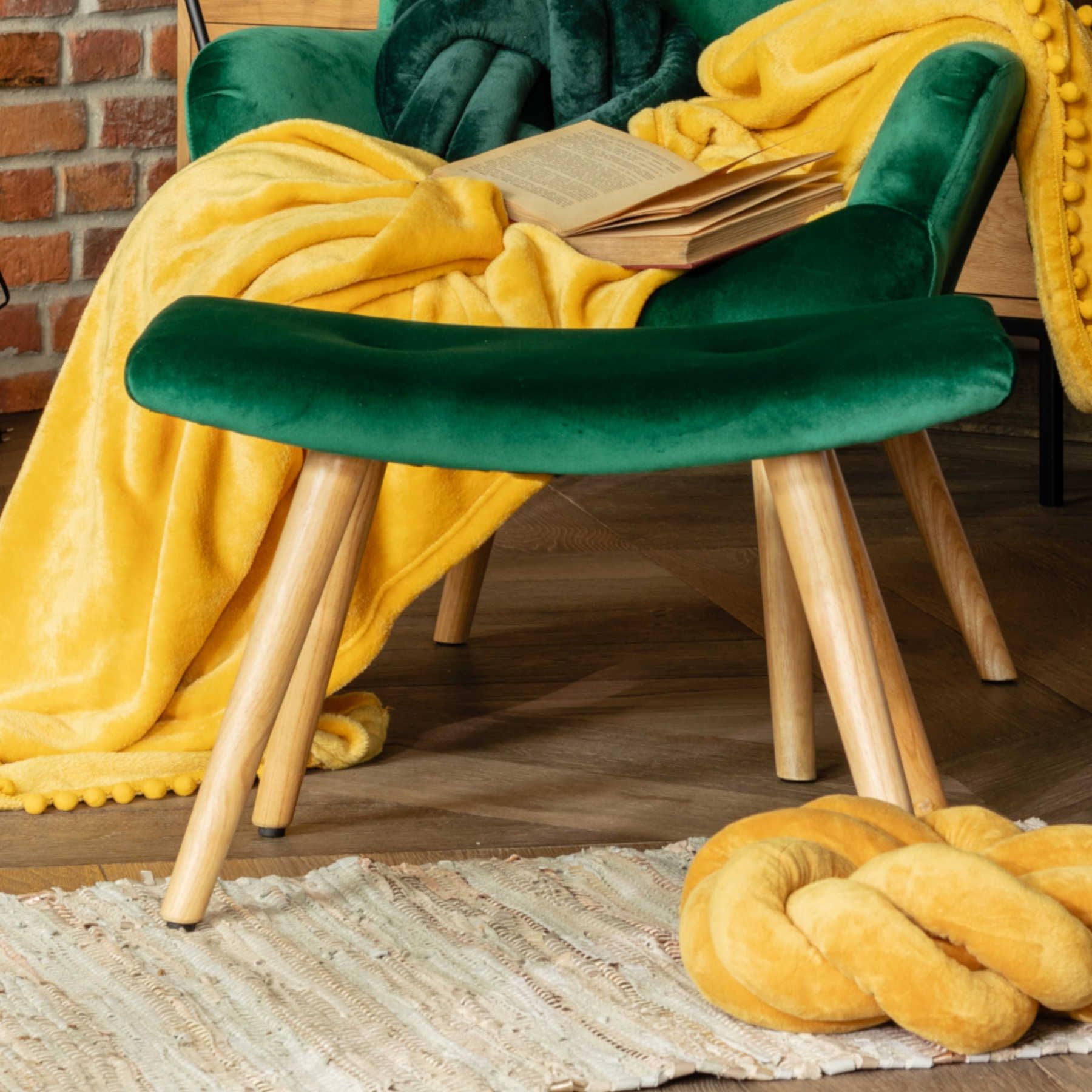 Velūra kāju balsts MOSS zaļš 61x41x38 cm - N1 Home