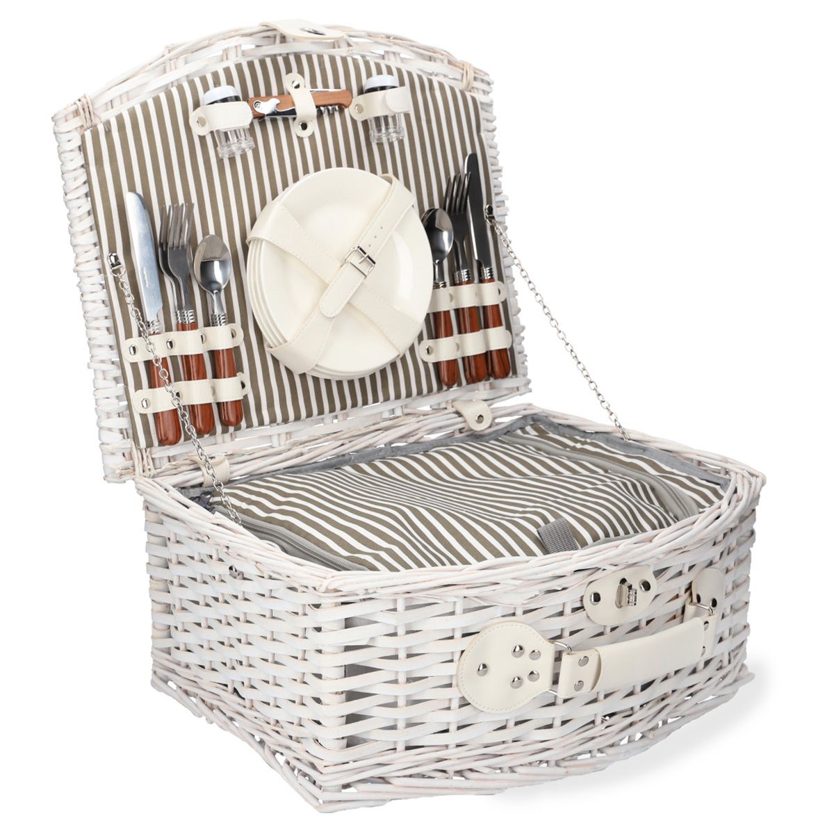 Piknika grozs PIKNIKS 4 personām, balts, 46x38x41 cm - N1 Home