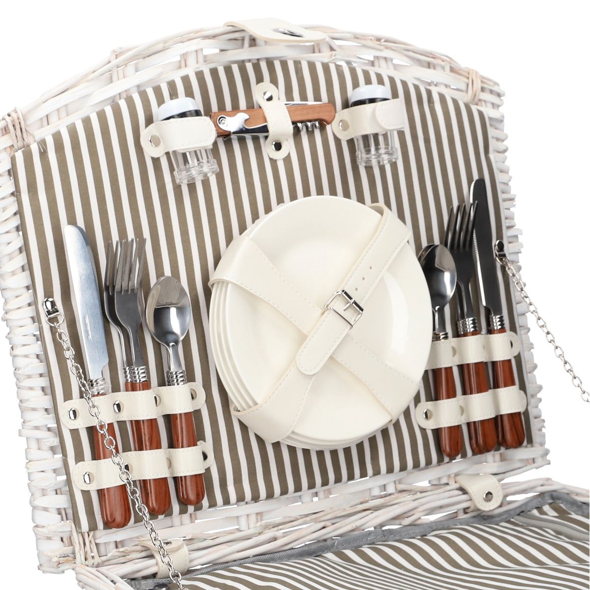 Piknika grozs PIKNIKS 4 personām, balts, 46x38x41 cm - N1 Home