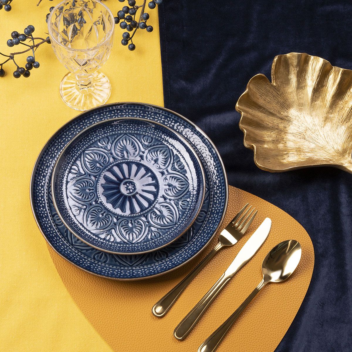 Indijas pusdienu šķīvis tumši zils 27 cm - N1 Home