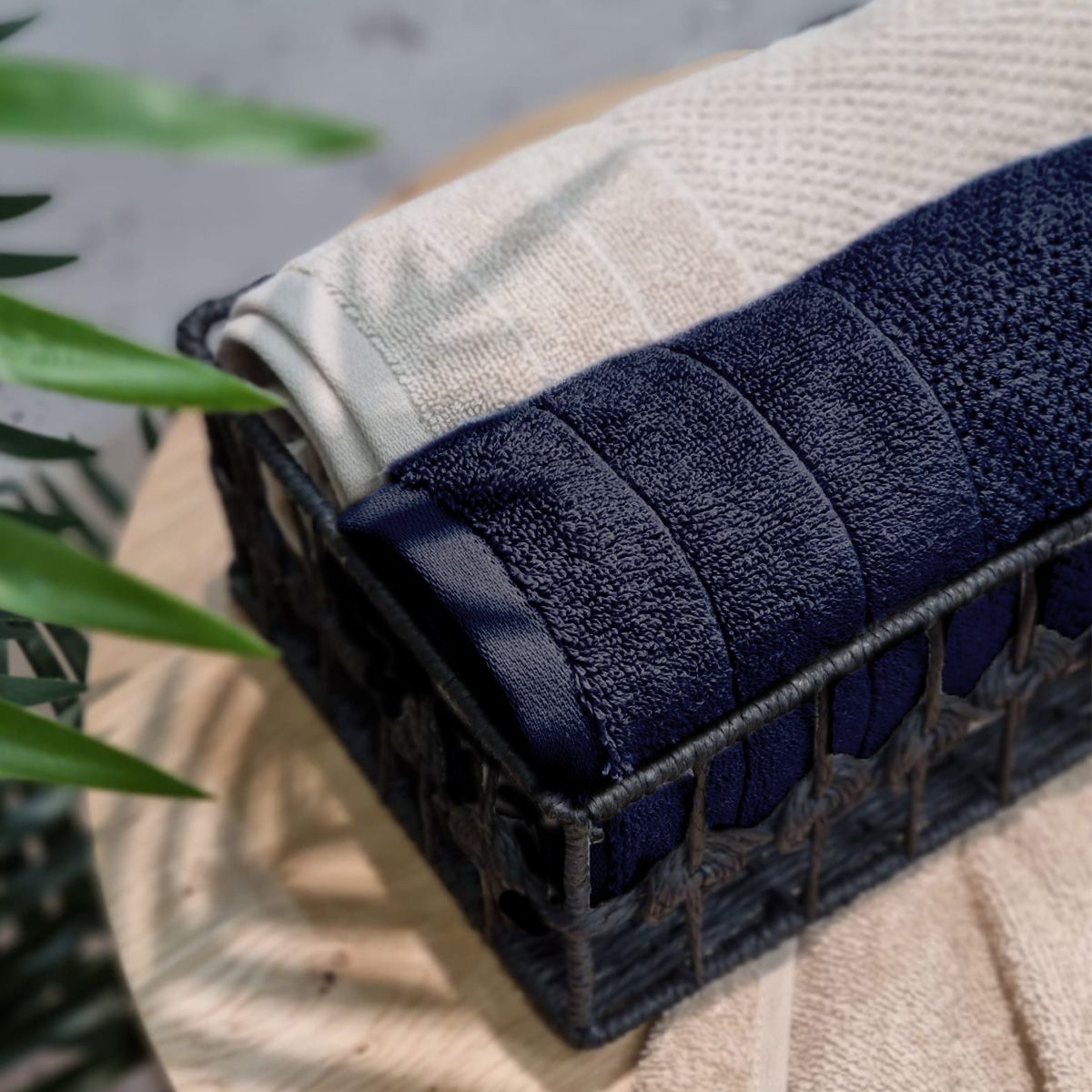 Dvielis NOAH rīsu graudu, tumši zils 50x90 cm - N1 Home