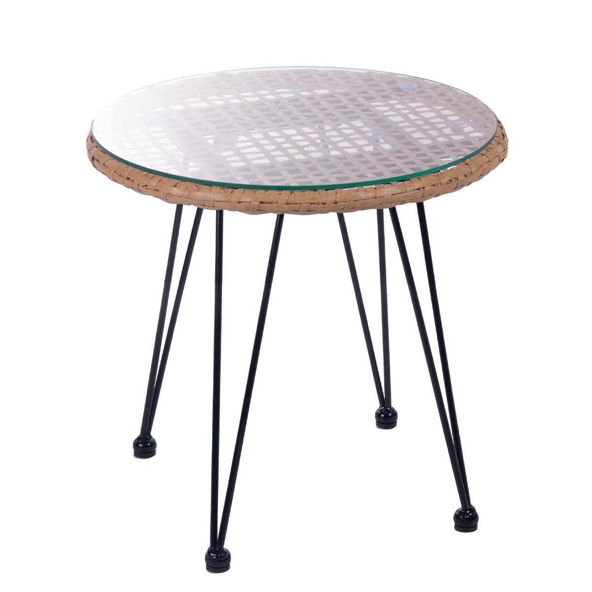 LEUCA dārza mēbeļu komplekts, dabīgs, austs ar diviem spilveniem, 3 ga