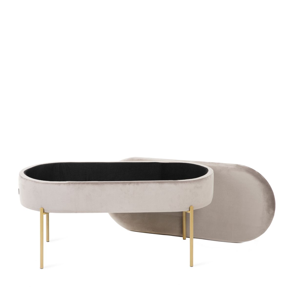 LAYLA bēšs velūra sols ar glabātuvi 91,5x41x46,5 cm - N1 Home