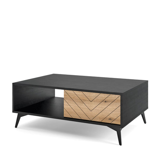 Kafijas galdiņš DM melns ar ozolkoka dekoru 103,5x39,7x68 cm - N1 Home