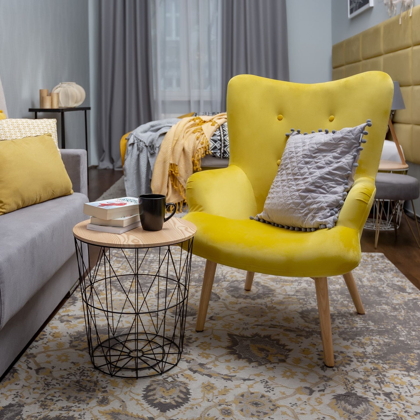 Velūra dzeltens MOSS krēsls 70x95 cm - N1 Home